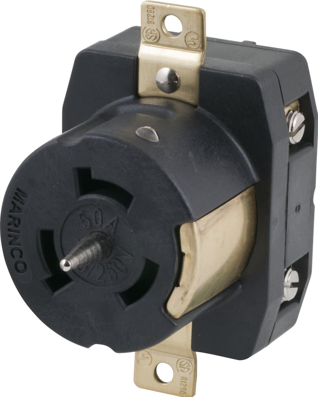 Marinco 50 Amp, 125/250 Volt Black Nylon NEMA 14-50 Receptacle Outlet