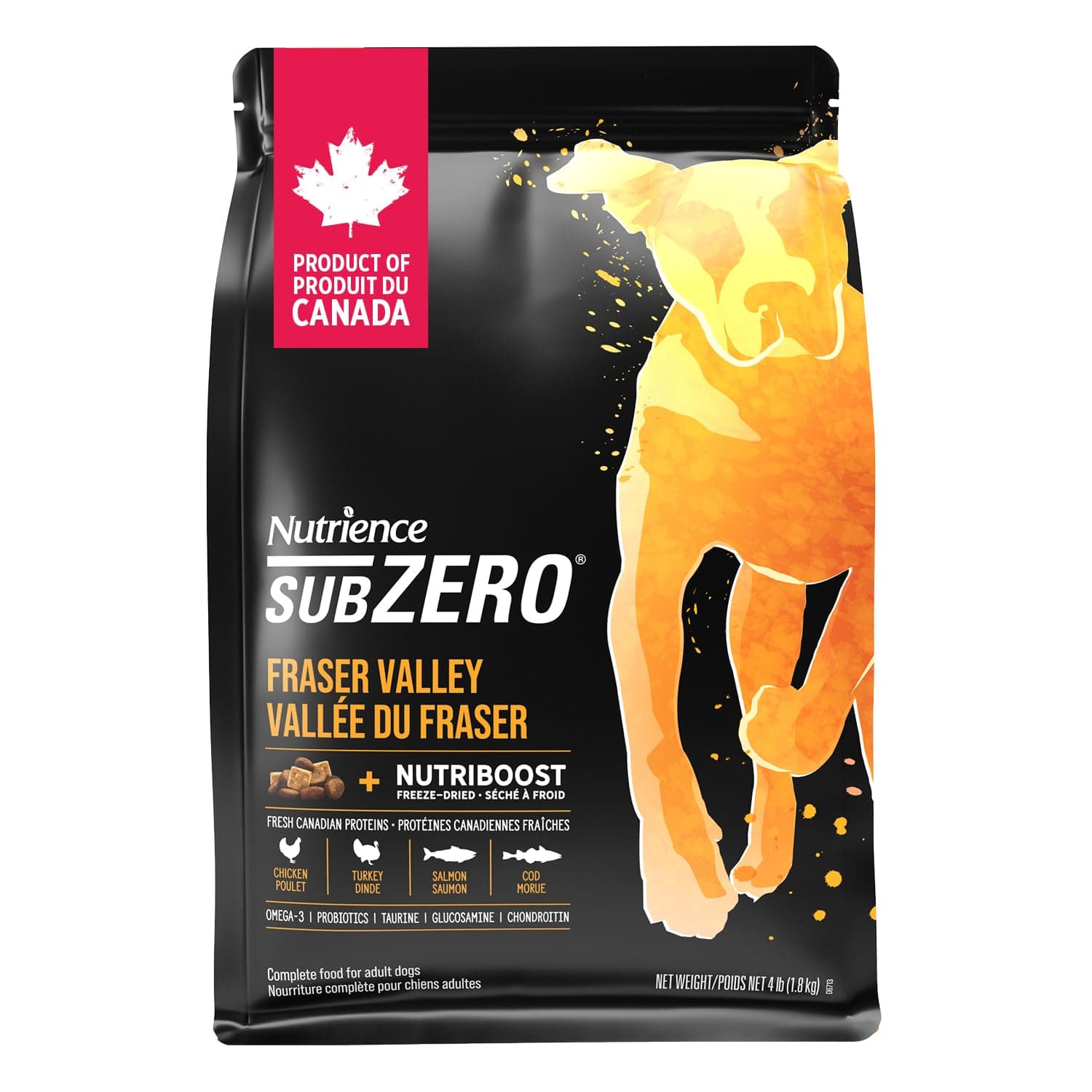Nutrience Grain Free Subzero Dog Food, 1.8kg (4 lbs), Canadian Fraser Valley, Dry Dog Food, High Protein Kibble, Nourriture Pour Chien, Manger Pour Chien