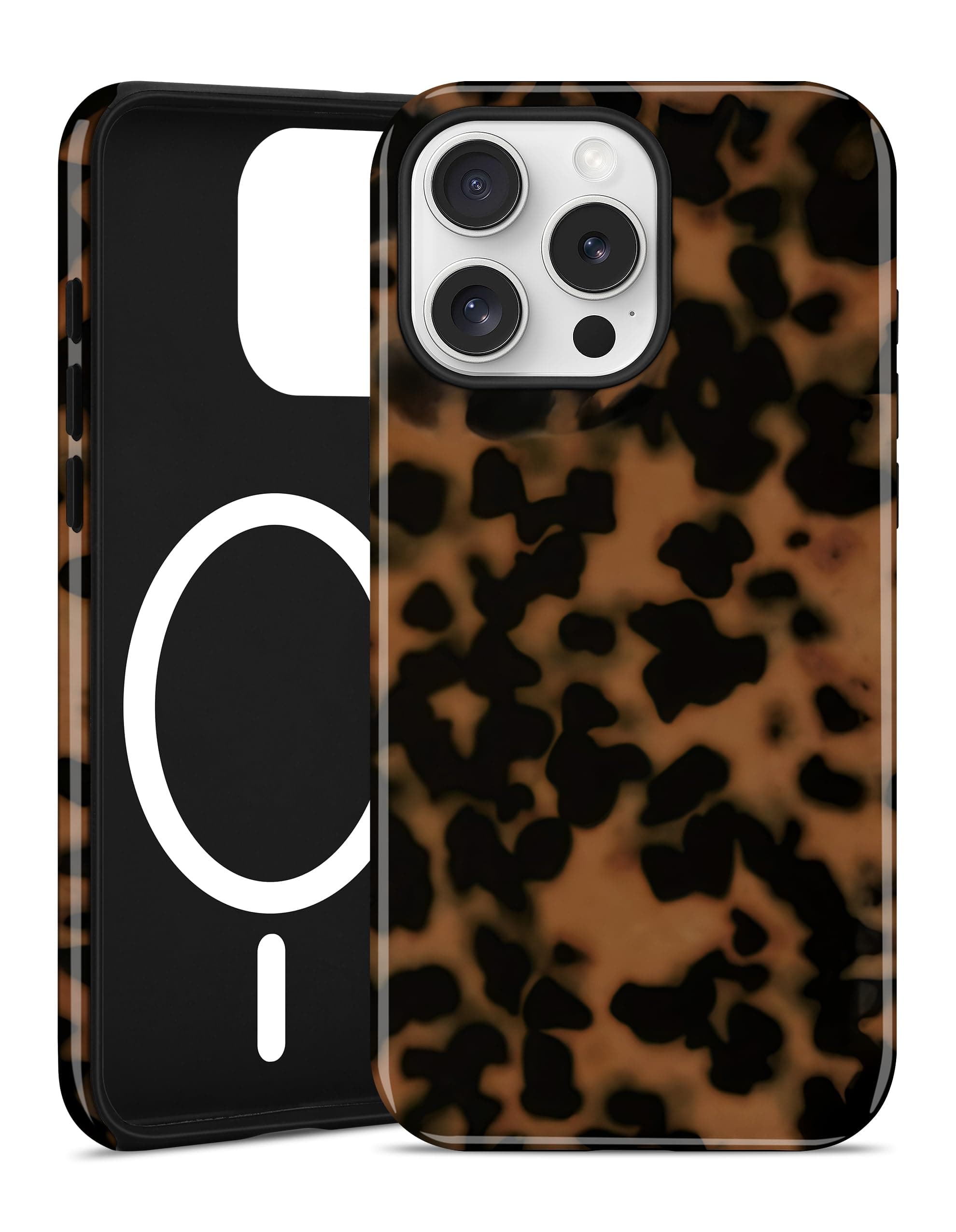 Jusy Magnetic Brown Tortoise Shell Phone Case for iPhone 16 Pro,Black