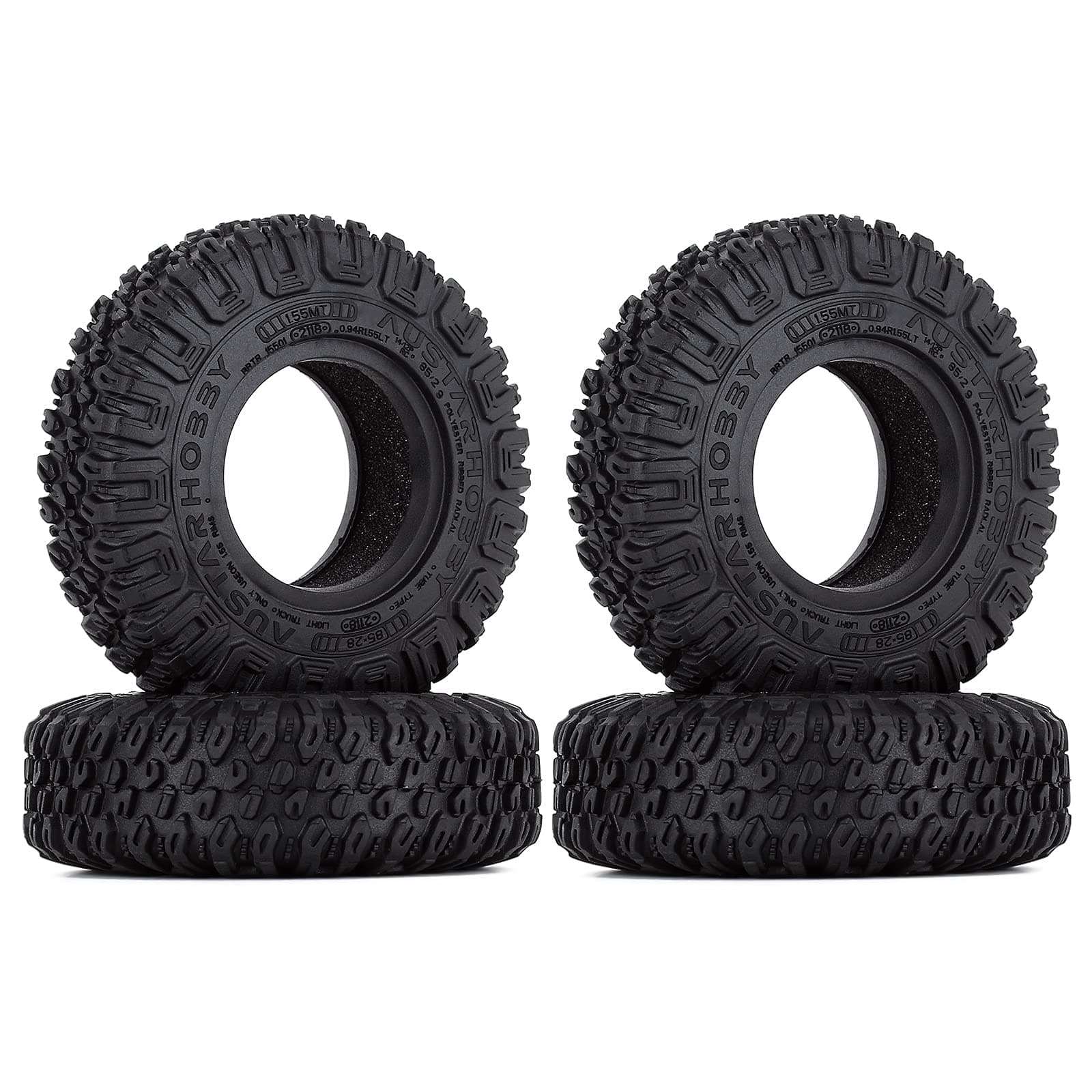 LAFEINA 1.55 inch Tires Rubber Tyres for 1:10 RC Crawler Car D90 TF2 Tamiya CC01 LC70 MST JIMNY 90069 (85mm)
