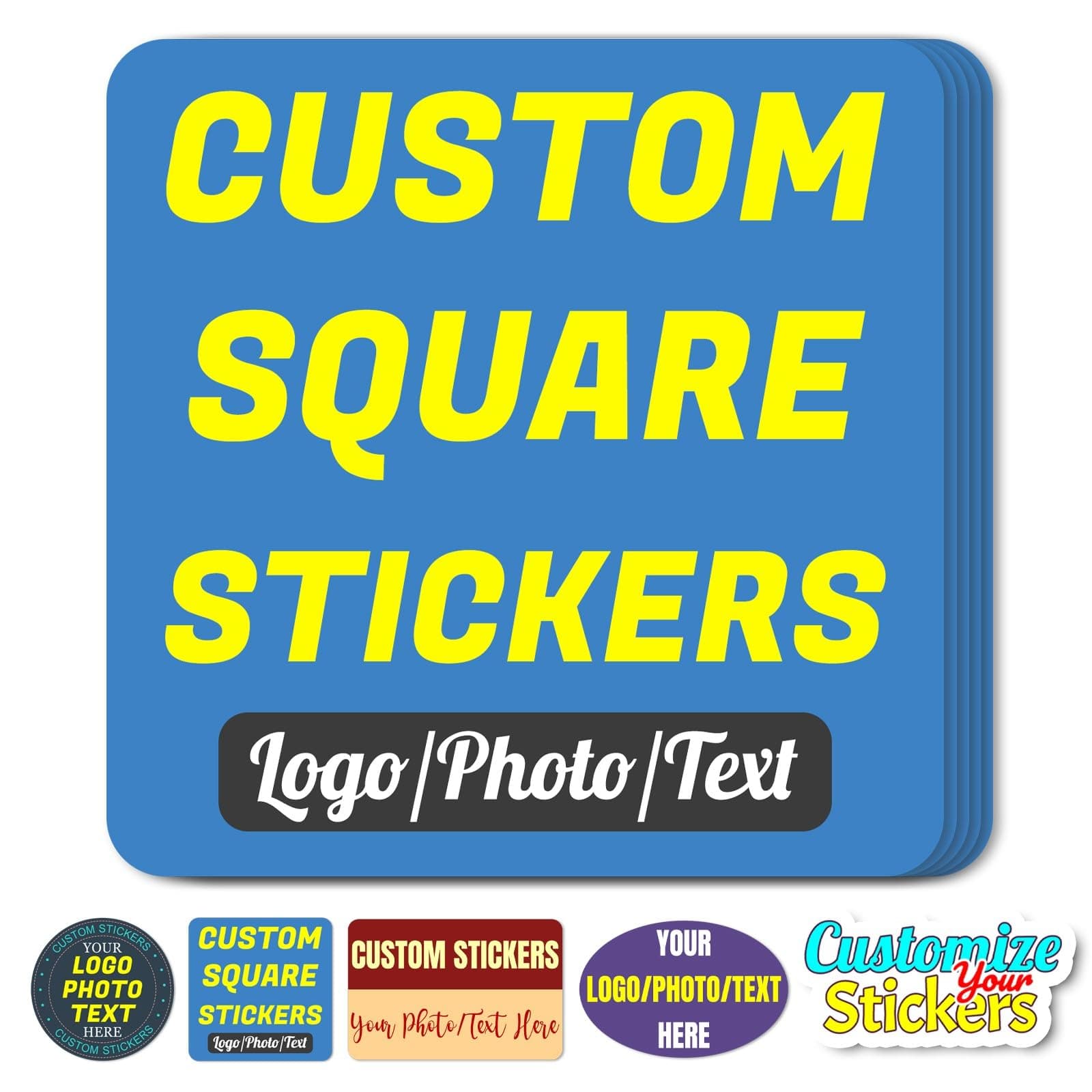 Custom Stickers Personalized Labels for Business Logo Customized Waterproof Stickers with Photo Text Picture Name for Wedding Birthday Party Make Your Own Stickers 50-300Pcs(Square,2.5"x2.5")