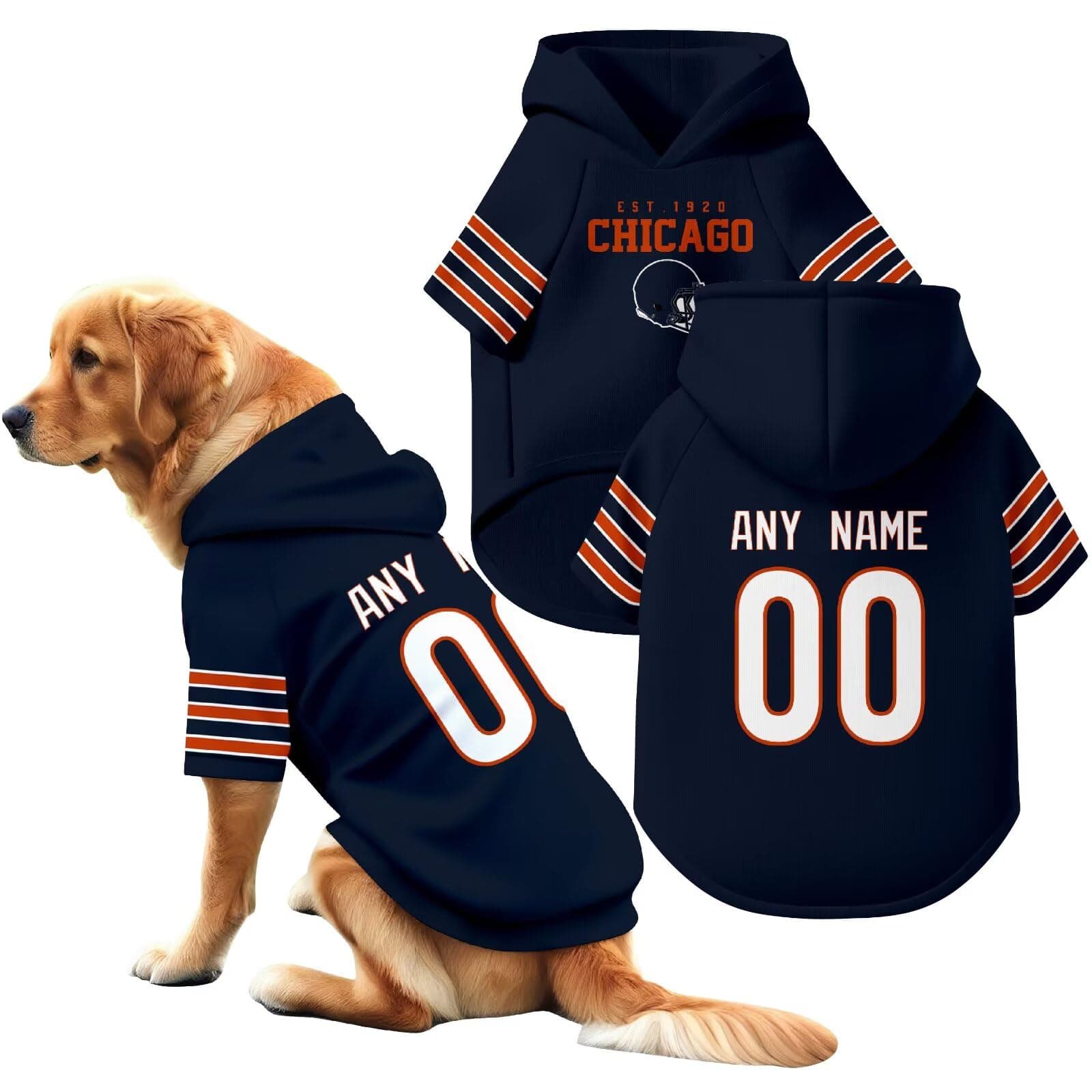 ANTKING Chicago Dog Hoodie T-Shirt Pet Clothes Jersey Custom Name and Number Gifts