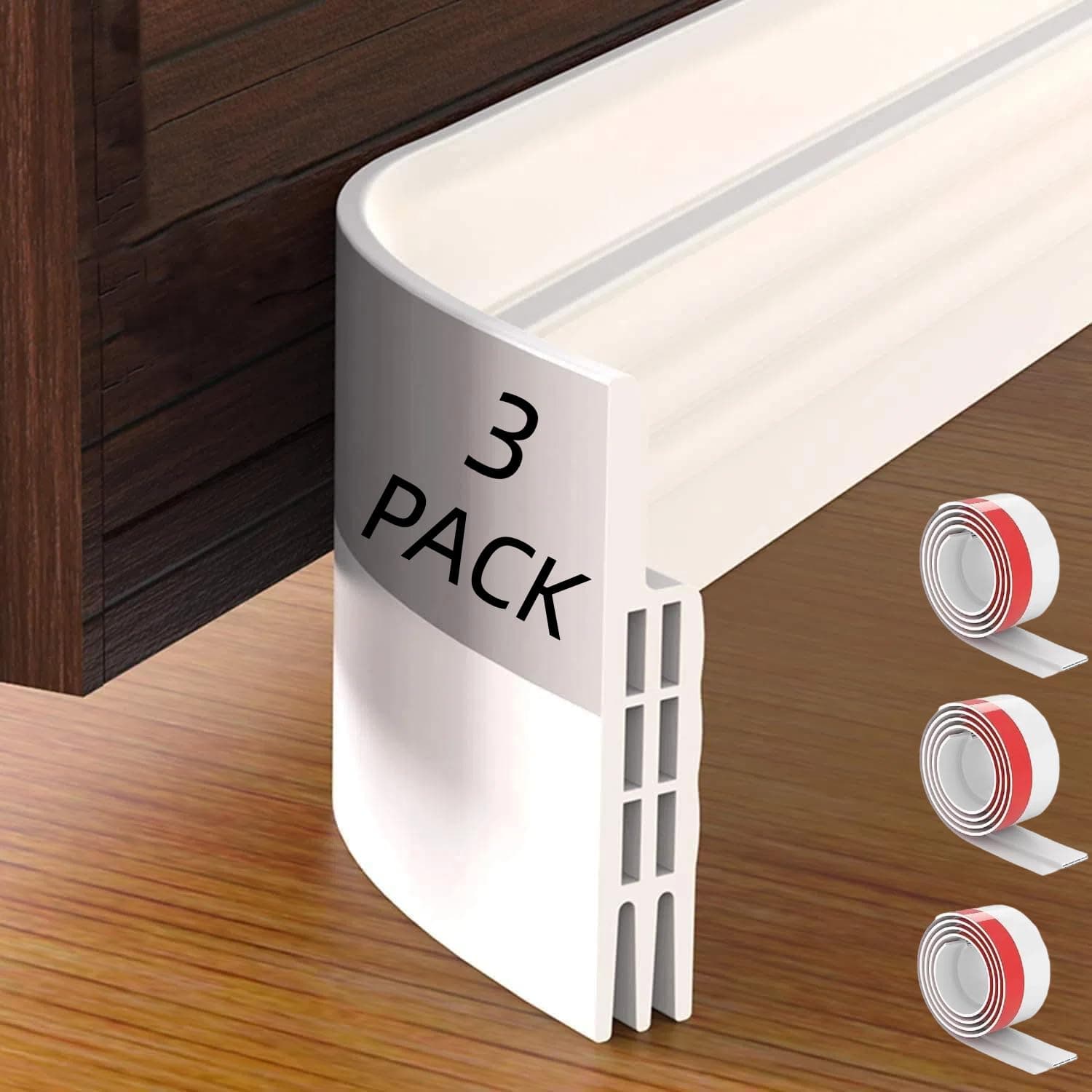 Door Draft Stopper Under Door Seal for Exterior/Interior Doors, Door Sweep Strip Under Door Draft Blocker, Soundproof Door Bottom Weather Stripping, 2" W x 39" L,White 3 Pack