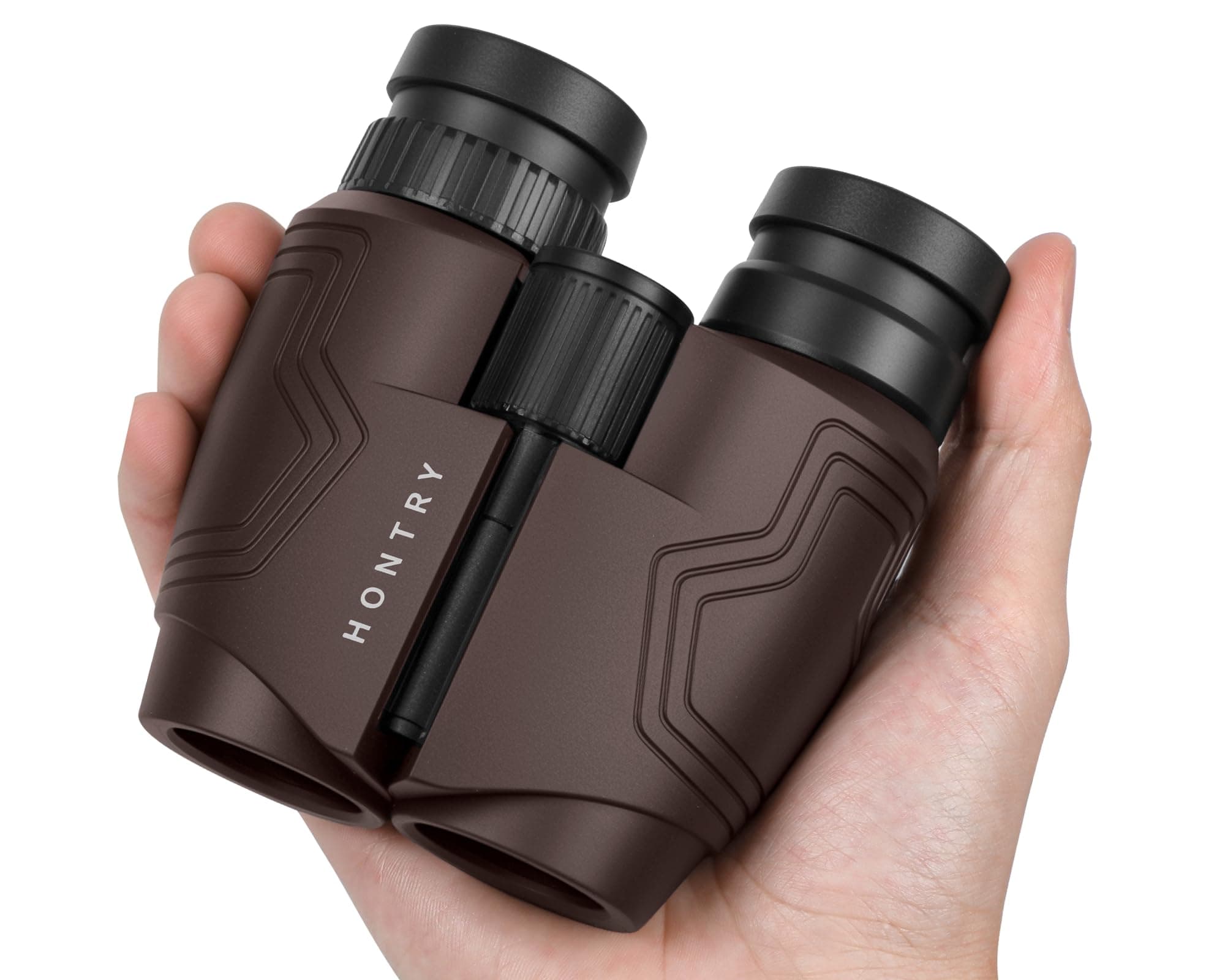 Hontry Compact Travel Binoculars for Adults and Kids (Brown)