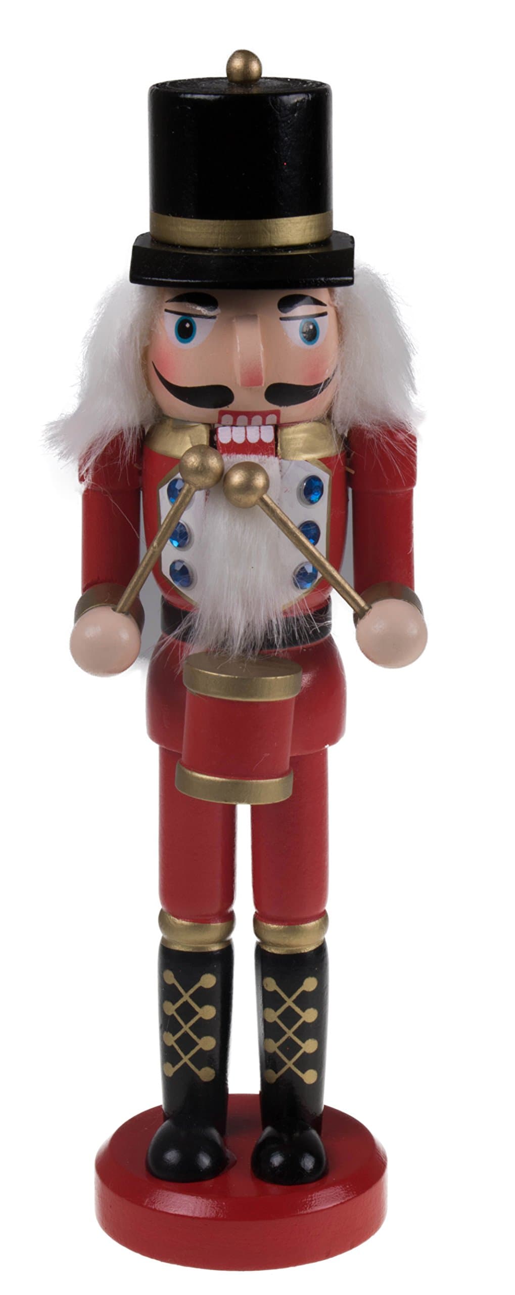 Clever Creations Red Drummer 10 Inch Traditional Wooden Nutcracker, Festive Christmas Décor for Shelves and Tables
