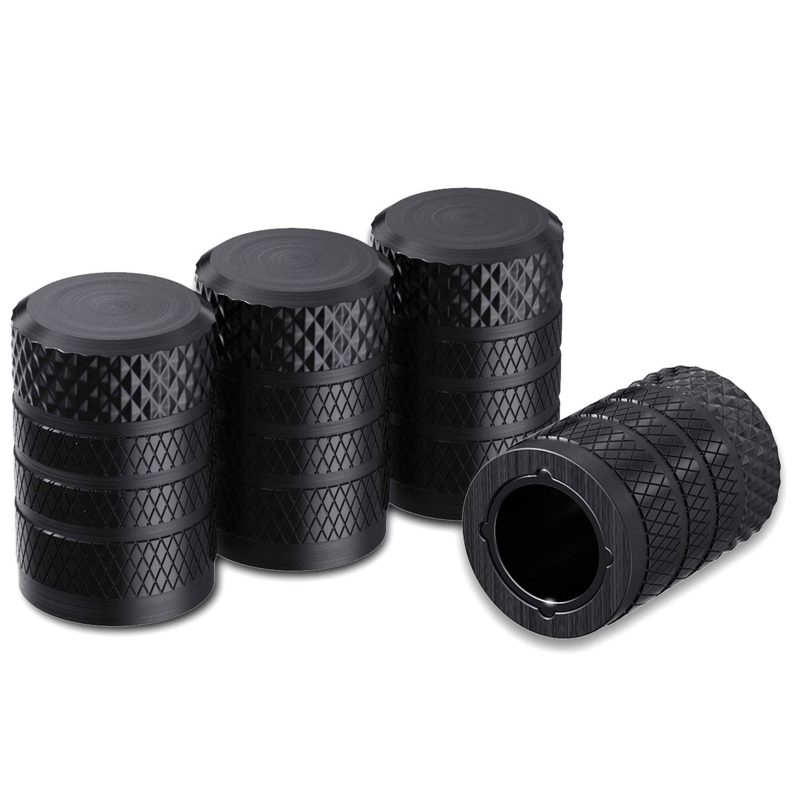 CKAuto Tire Valve Stem Caps, Aluminum Black, 4 pcs/Pack