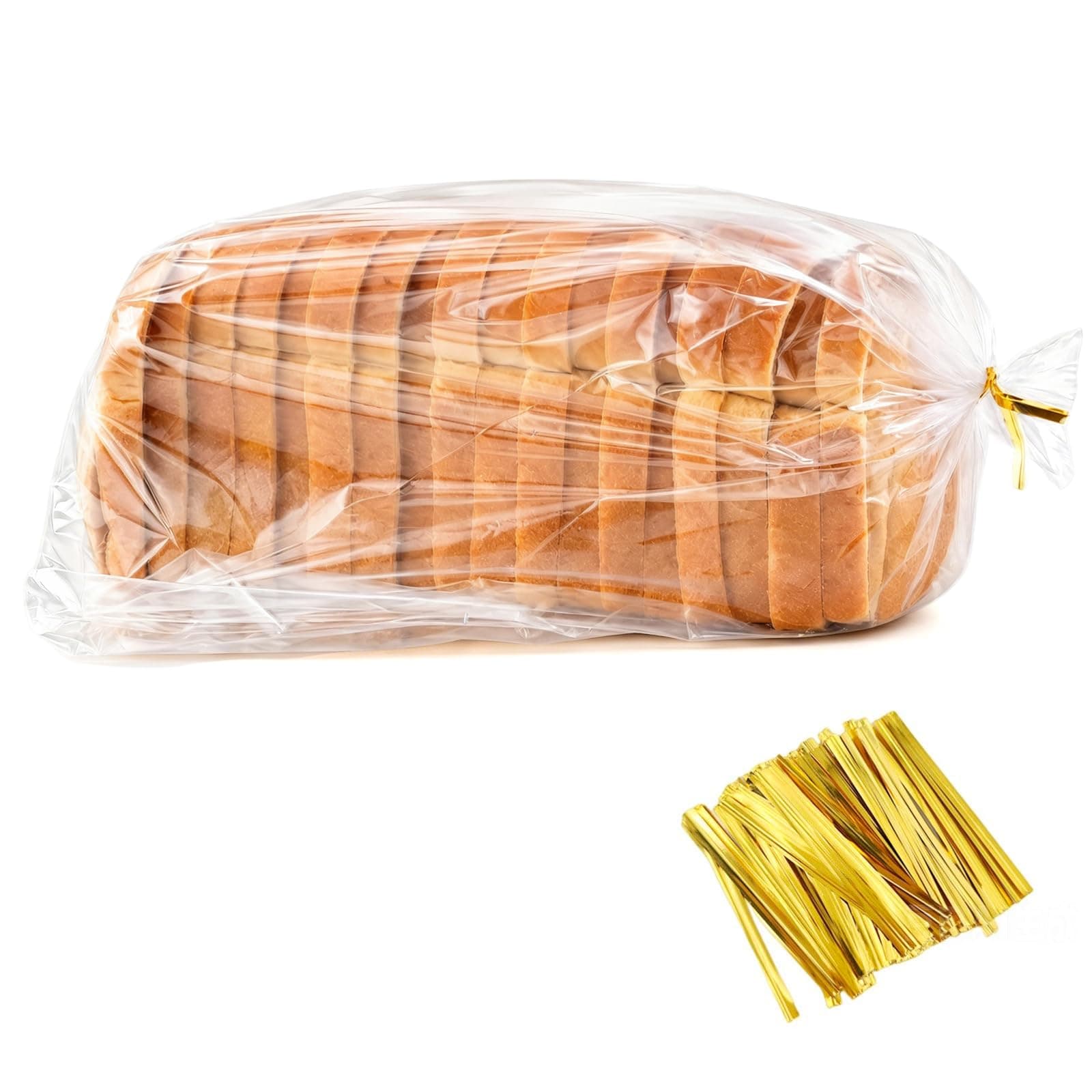 Homrelaxy 120 Pcs Plastic Bread Bags for Homemade Bread and 130 Ties