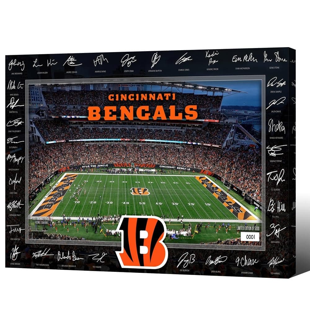 Framed Rugby Bengals Poster For Fans Kids Birthday Party Gitfs-Football 2026 Signature Court Posters-Canvas Prints Picture For Boy Bedroom Decor