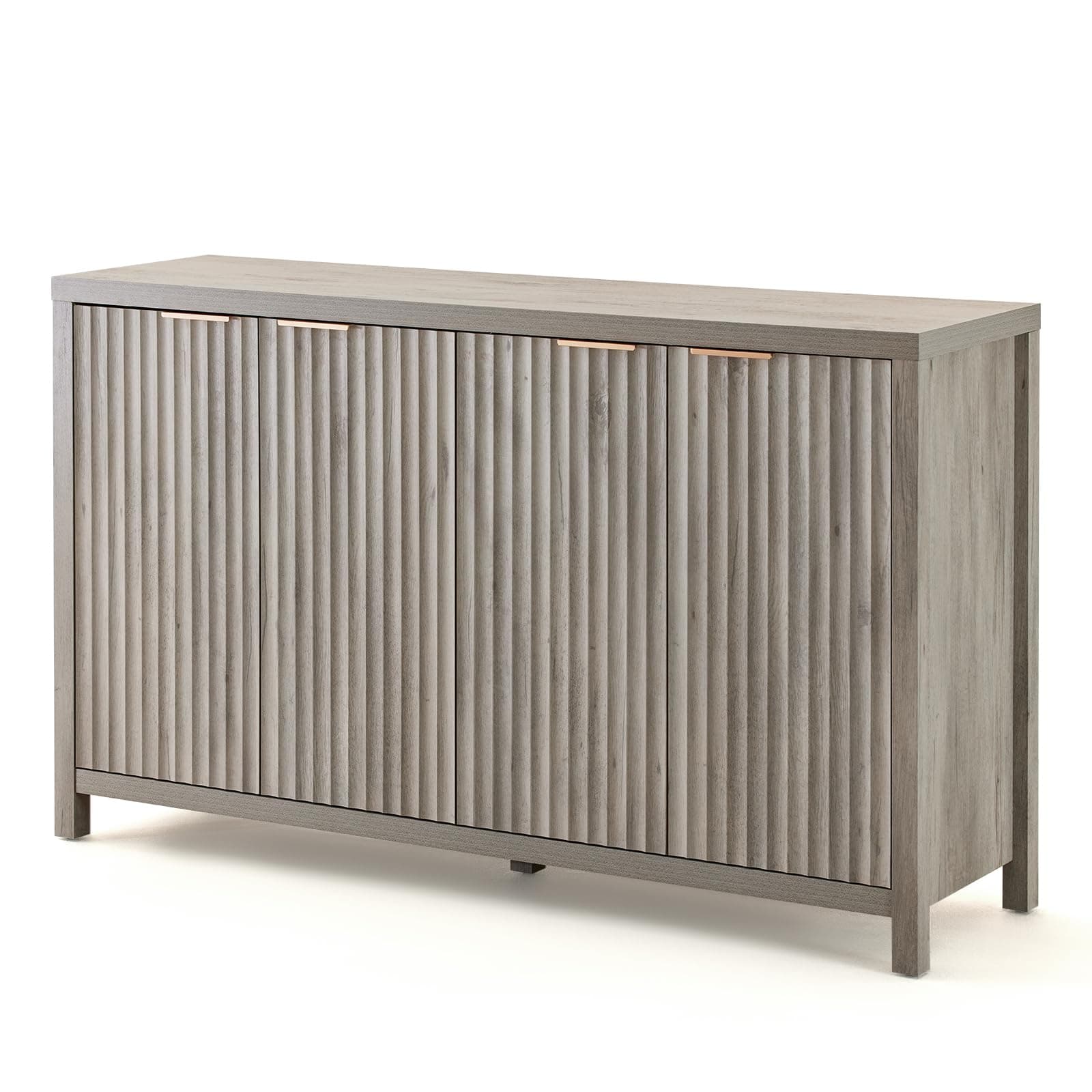 Walsham Fluted Sideboard Buffet Cabinet, 56" Wide, Light Gray