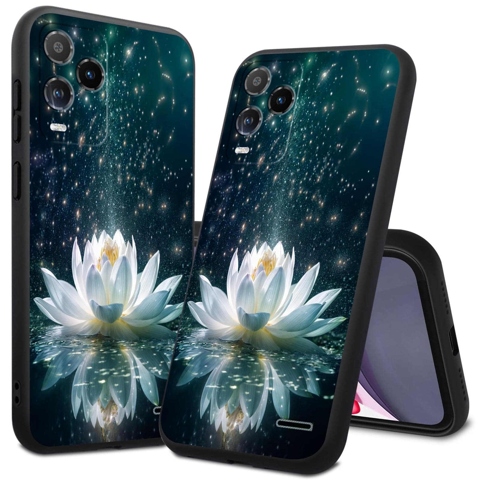 BVCLKJPOI for BLU View 5 Pro Phone Case, Slim Shockproof TPU Matte Anti-Fingerprint BLU View 5 Pro Case, Cute Painted for Women Girls Soft Silicone Phone Case for BLU View 5 Pro B170D, White Lotus