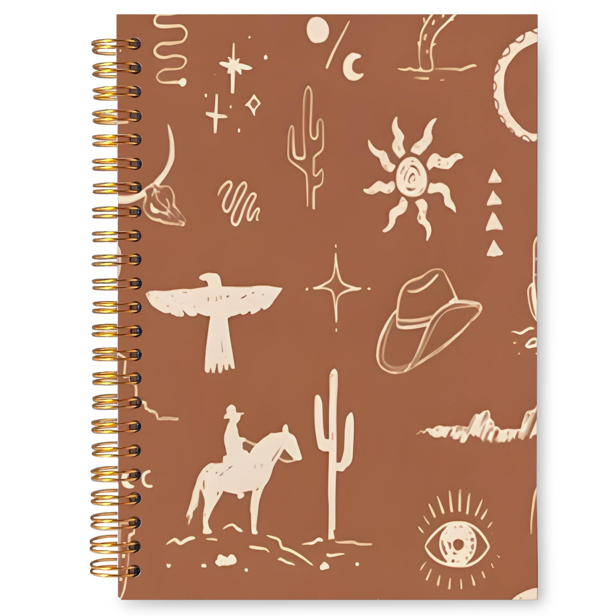 VIIJJUE Boho Desert Western Notebook Journal, Country Western Gifts for Women Men Notebooks for Note Taking, Boho Hardcover Spiral Notebook 5.5x8.3 Inch