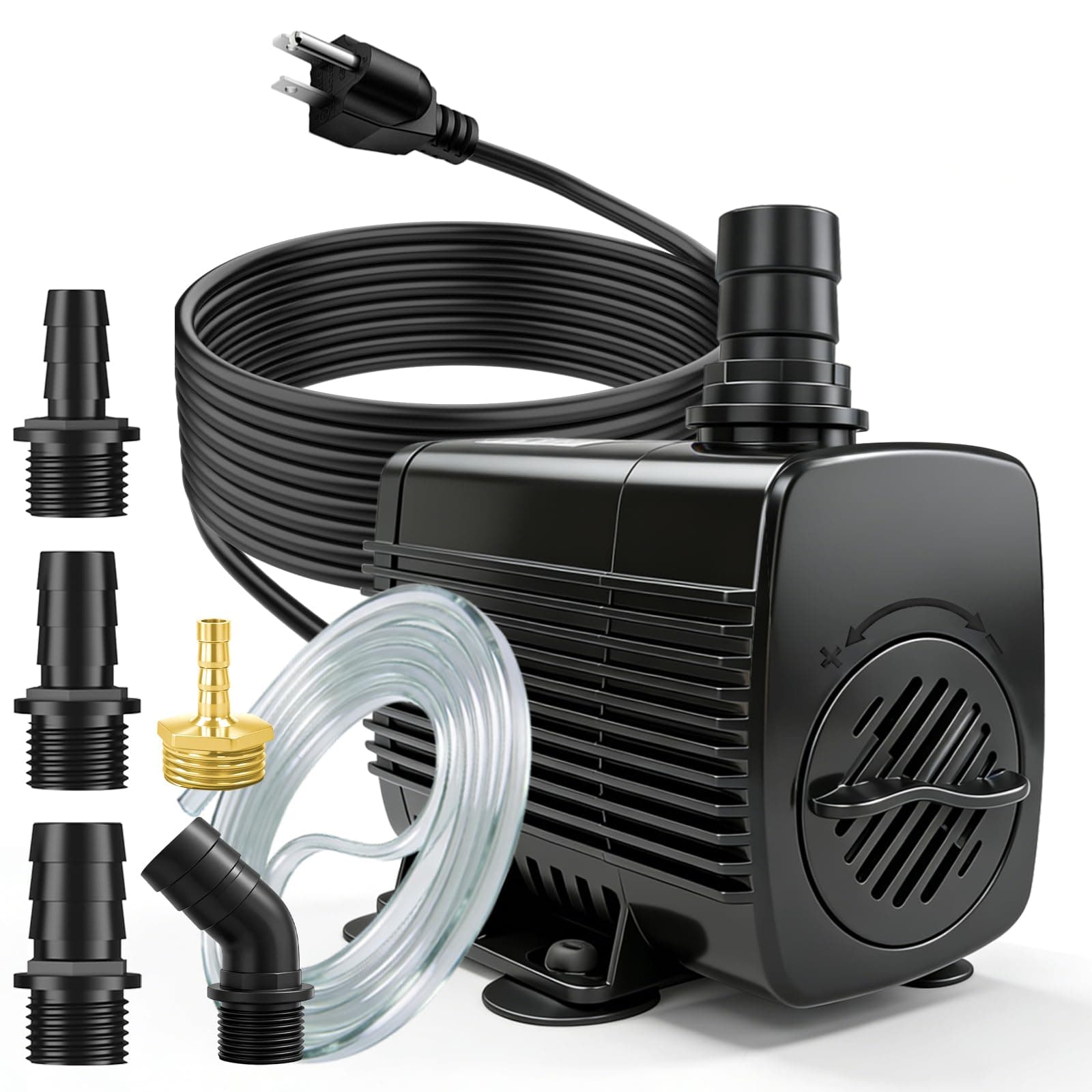 400GPH Submersible Fountain Pump with Tubing 10ft Outdoor Cord for Garden