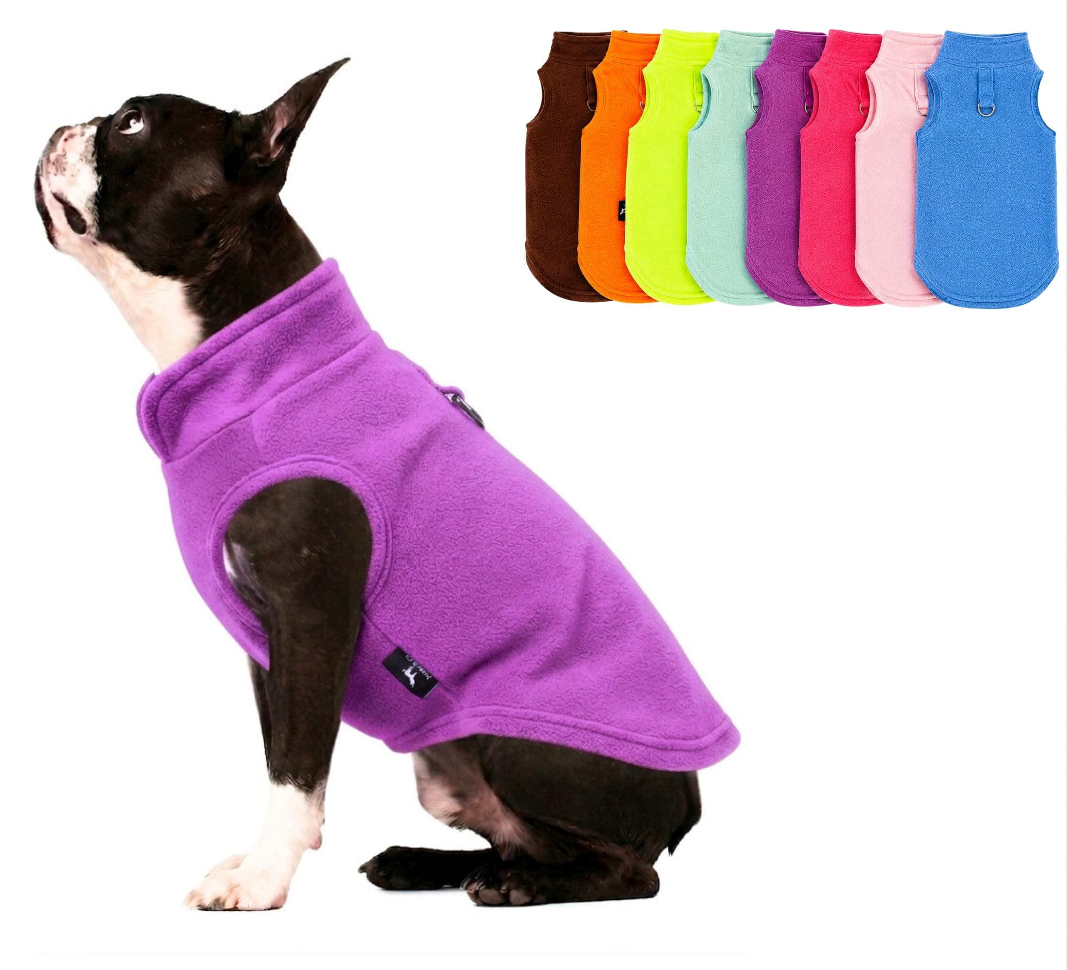 JACKO & CO Dog Fleece Vest Sweater with Leash Ring, Purple Medium (6-10lbs)