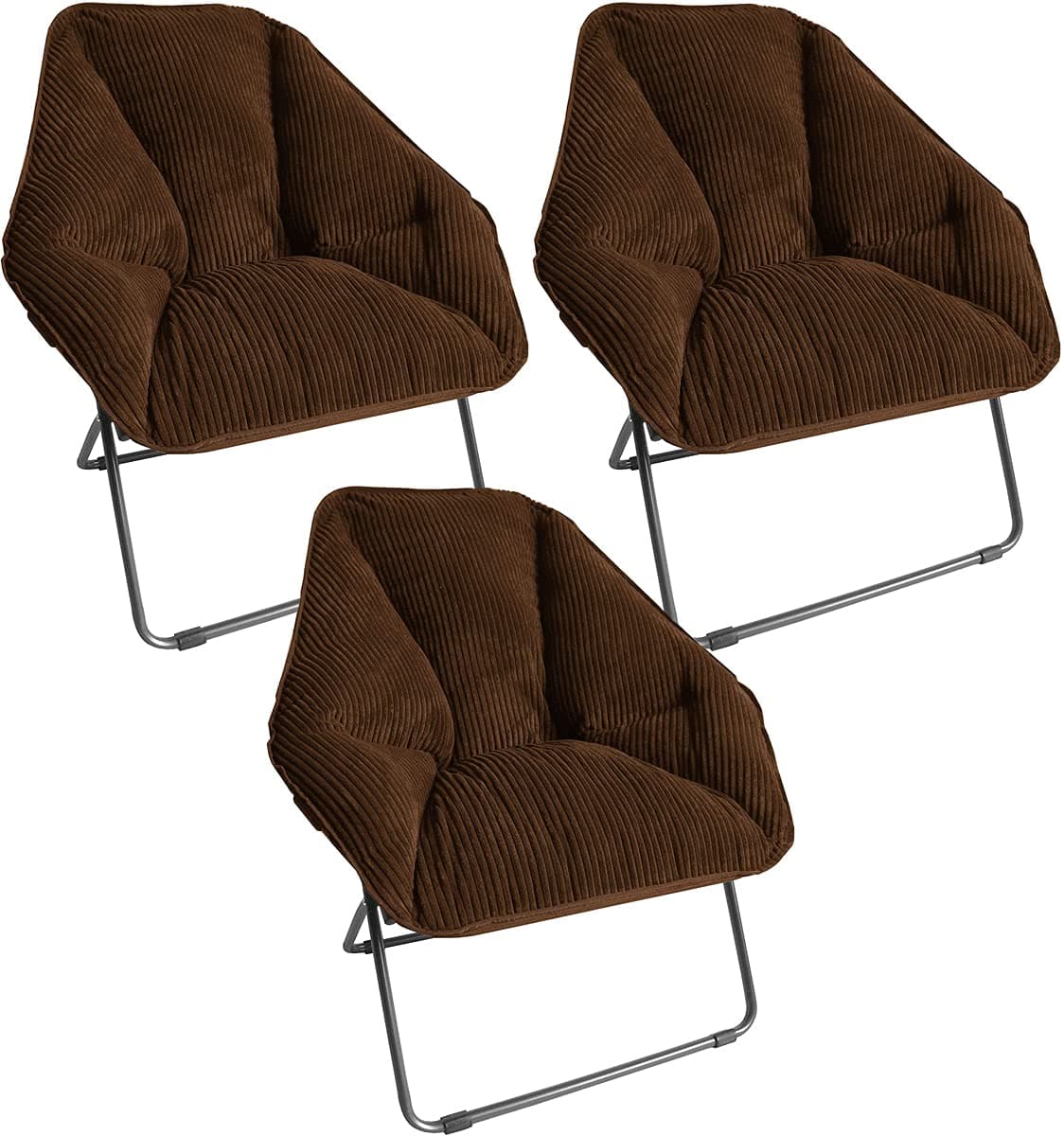 Zenithen Limited Hexagon Folding Chairs (Pack of 3, Brown)