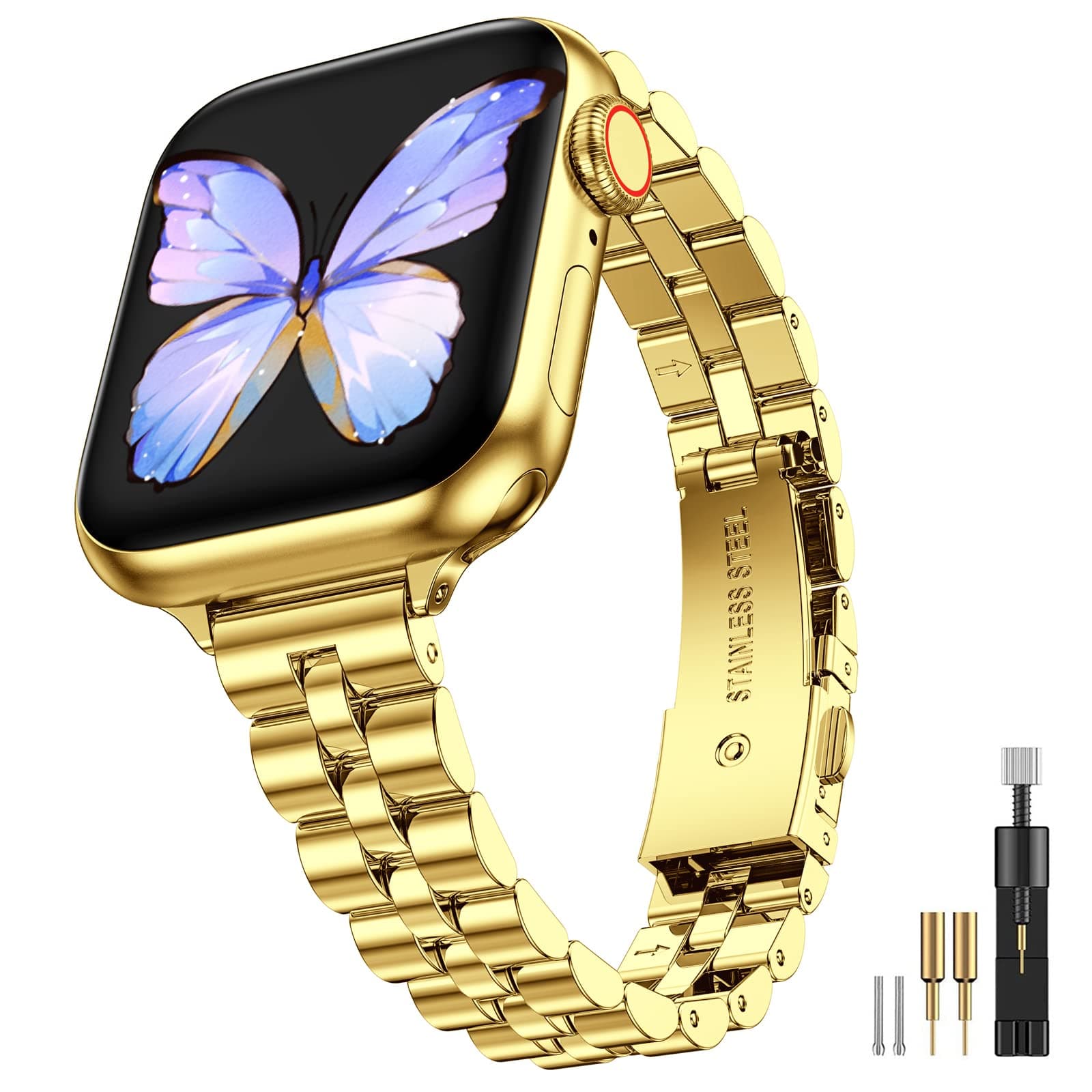 MioHHR Slim Metal Band Compatible with Apple Watch Bands 42/41/40/38mm