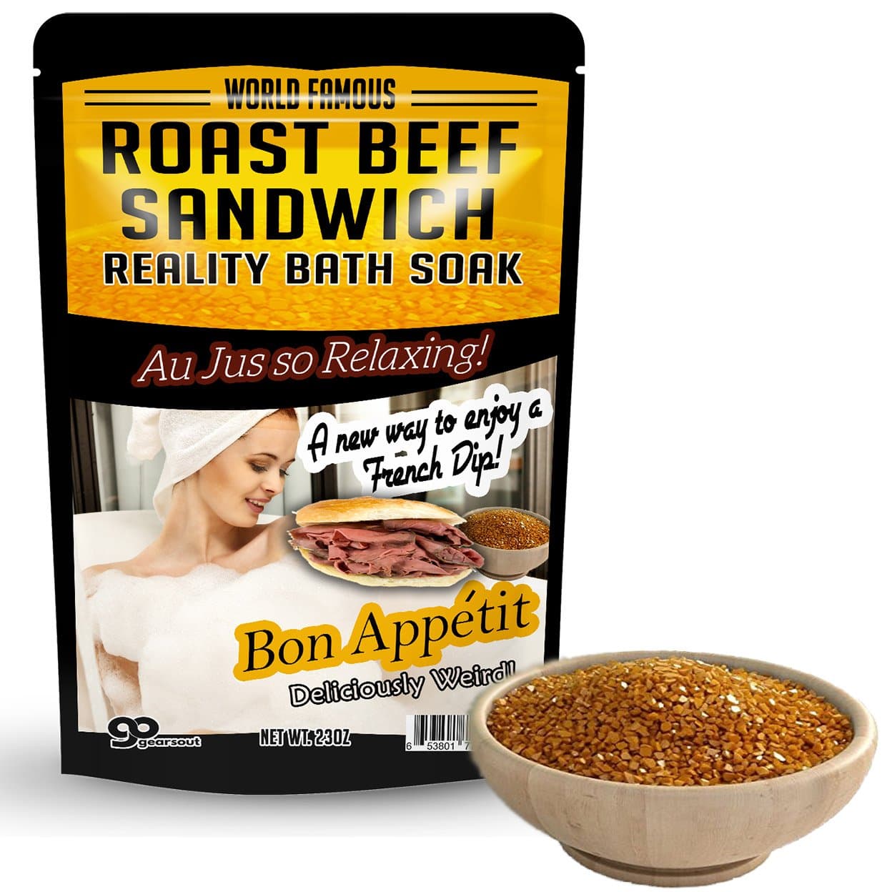 Gears Out Roast Beef Sandwich Bath Soak À“ Amber Bath Salts Luxury Bath Funny Girlfriend Gifts For Best Friends Bath And Body Gifts For Men Sea Salts Funny Spa Gifts for Men Weird Gifts Au Jus French Dip