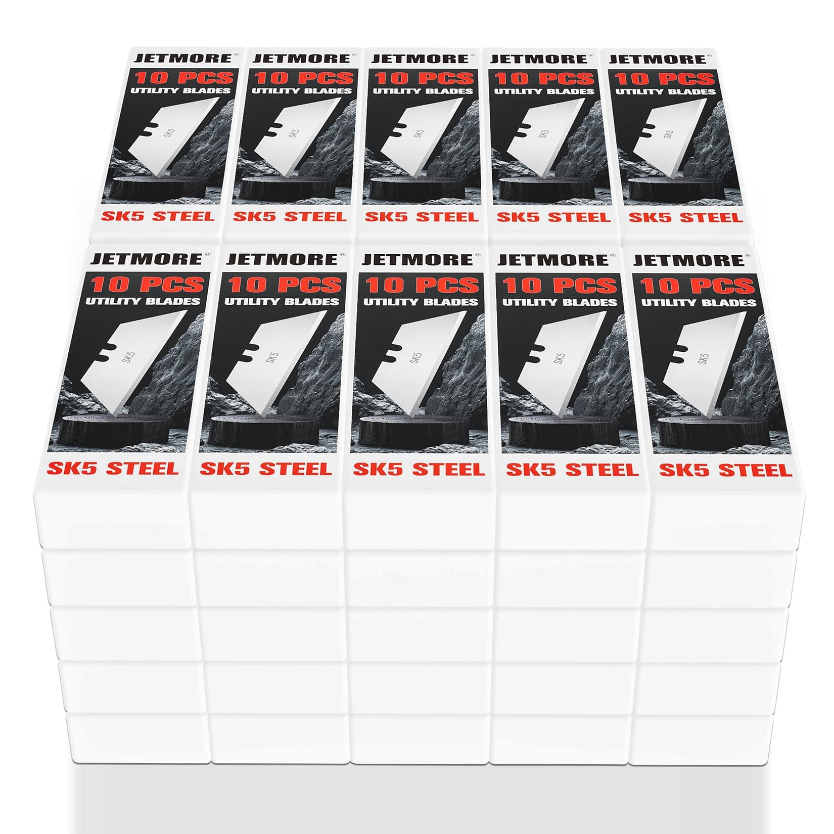 JETMORE 500 Pack Razor Blades, Box Cutter Blades, SK5 Utility Knife Blades