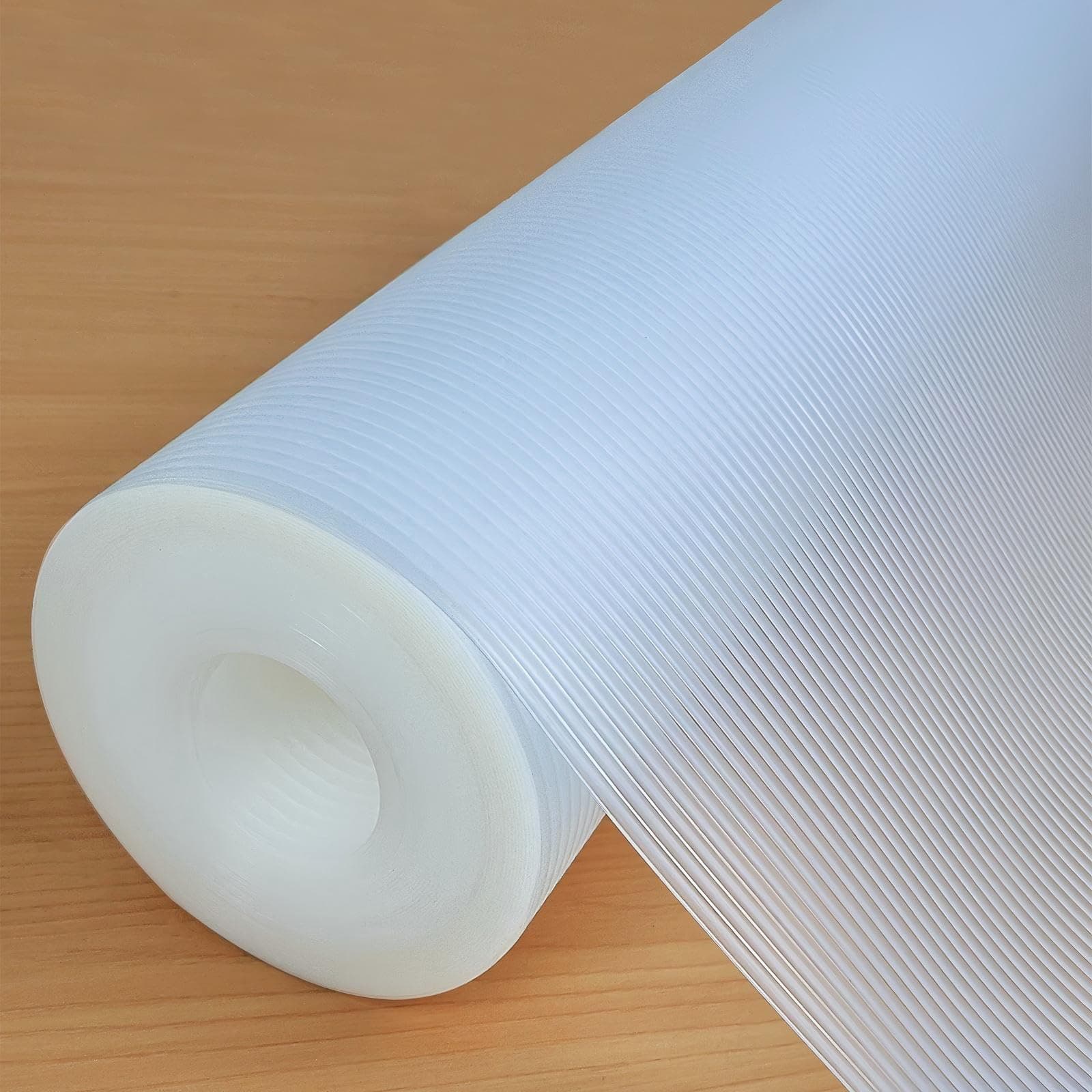 Hersvin Shelf Liners 14 in x 20 ft EVA Drawer Mats, Non-Adhesive Cupboard Protector, Kitchen Cabinet Lining Fridge Liner (Clear Stripe, 35.6x610cm)