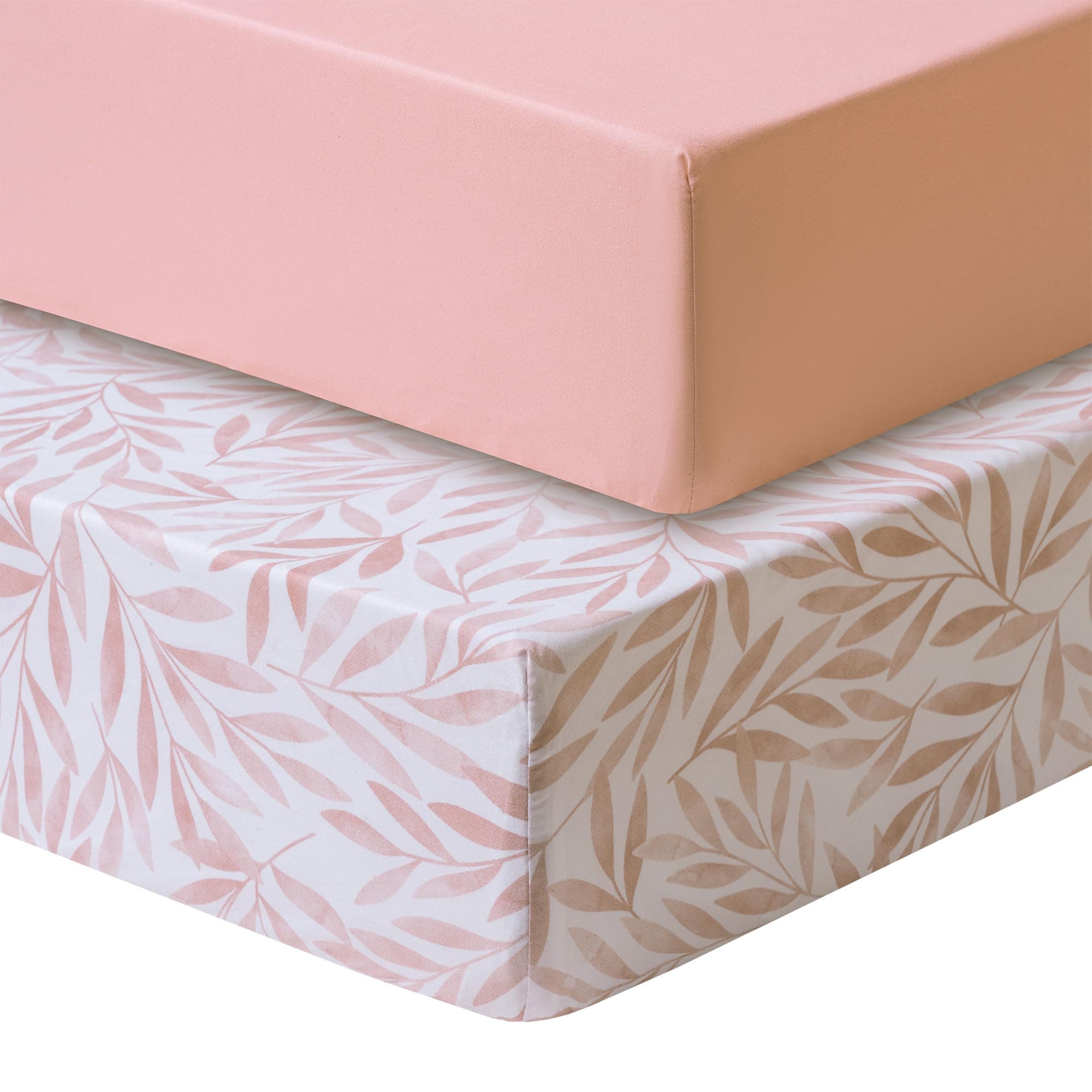 2 Pack Crib Sheets for Boys & Girls – Snug Full Elastic Fit for Standard Crib Mattresses (28″×52″) – Stylish Zoo Animals, Feathers, Gingham & Petals, Watercolor Vines Prints, Watercolor Vines