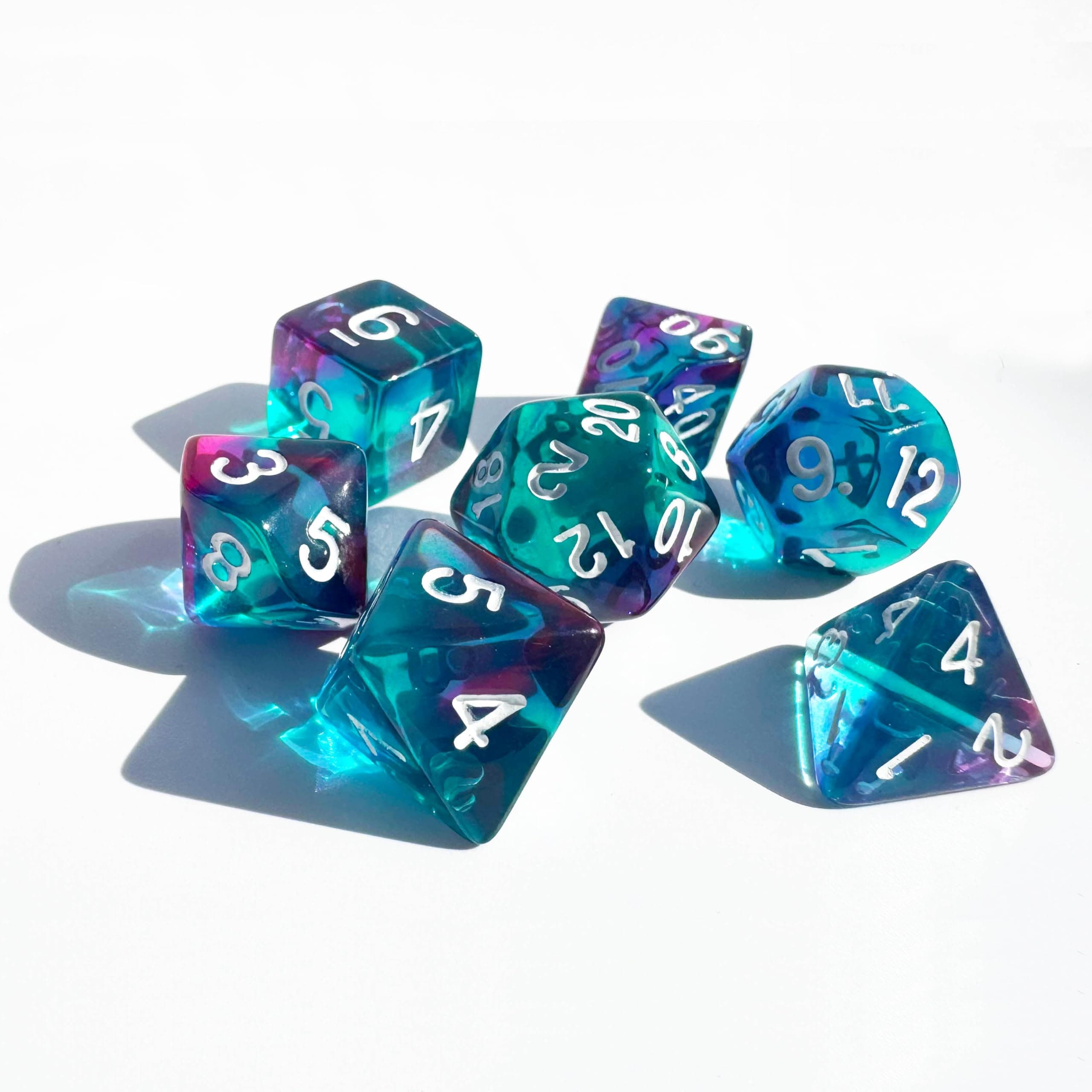VVPESCA Transparent Blue DND Dice Set of 7pcs (Clear Purple-Blue)