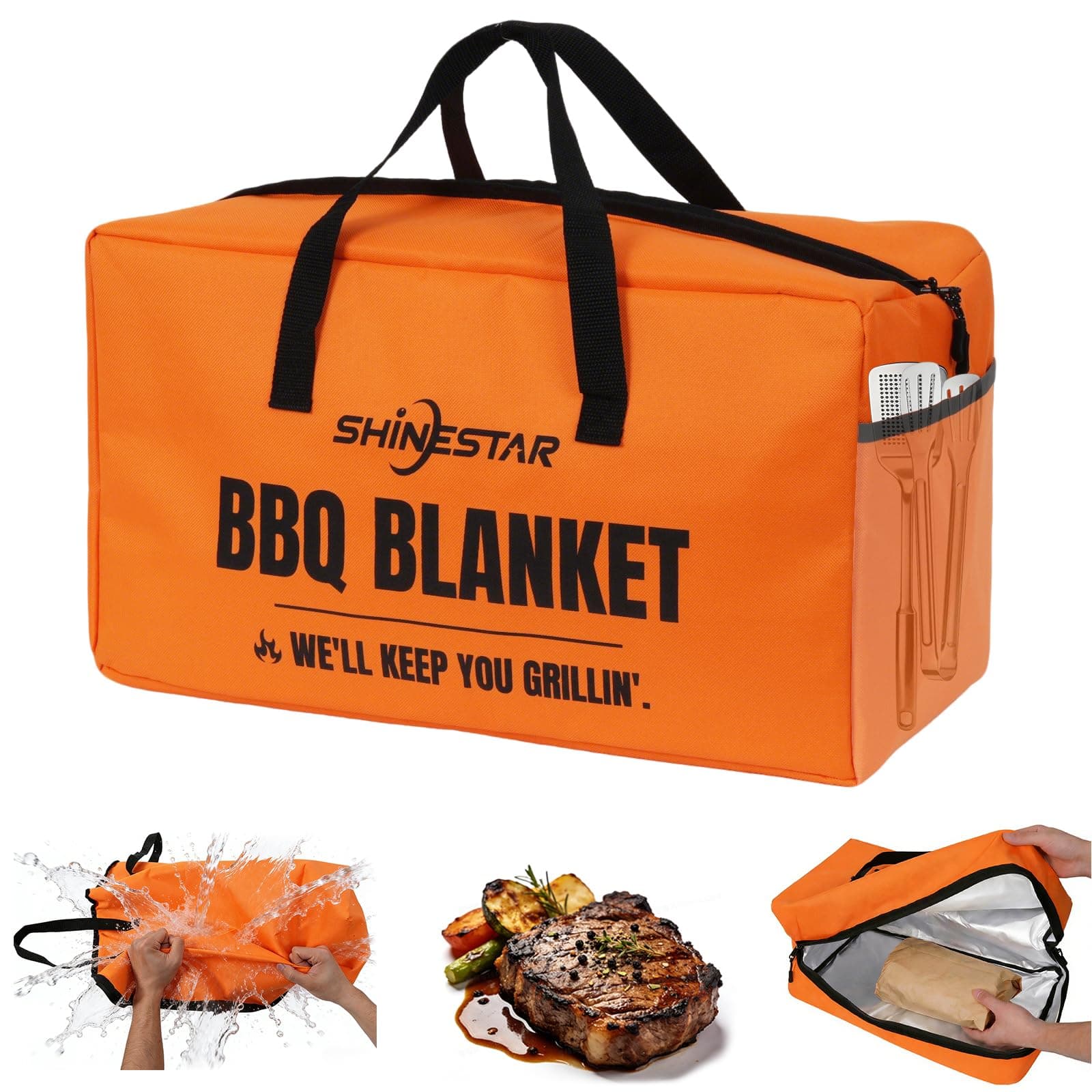 SHINESTAR BBQ Blanket for Resting Meat, Insulated Brisket Blanket, Leakproof Tear-Resistant Oxford Meat Resting Bag for Smoker, Brisket, Pork Shoulder, Beef & Turkey (19 Inch)