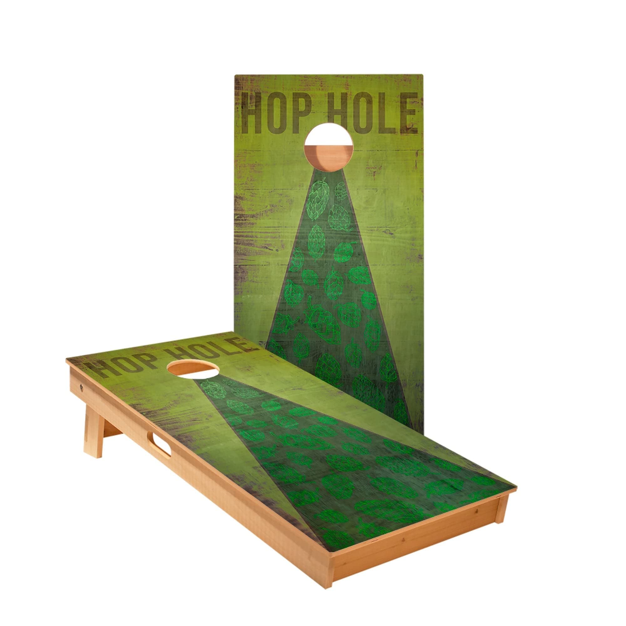Skip's Garage Hop Hole Cornhole Boards - Includes (2) Boards (NO Bags) + (2) Hole Lights & (2) Edge Lights