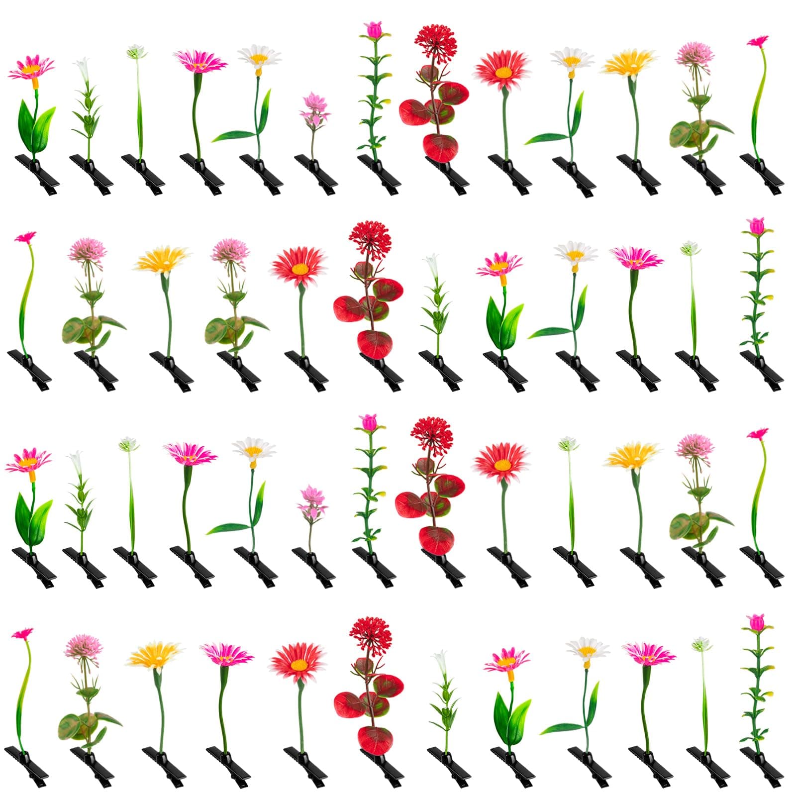 KFPPLXQ 50 Pcs Little Grass Sprout Clips Flower Hairpins for Women Girls Kids Party School