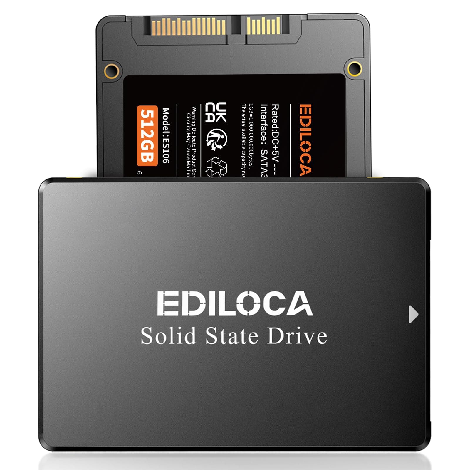 EDILOCA ES106 512GB SSD SATA III 2.5" 3D TLC NAND Flash Internal Hard Drive, up to 540MB/s Read, Upgrade PC or Laptop Memory and Storage(Black)