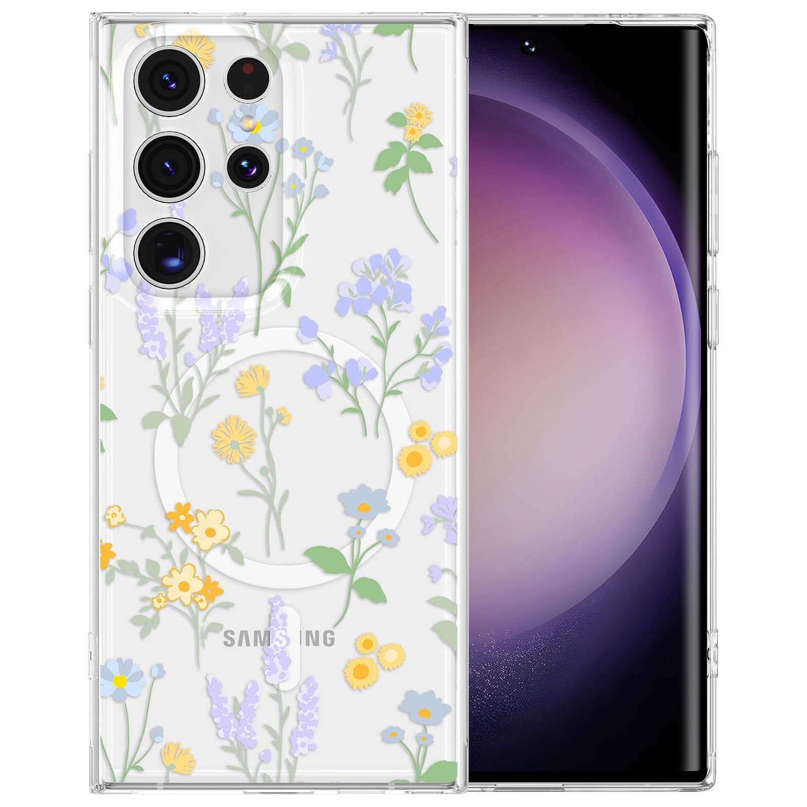 RALEAVO for Samsung Galaxy S23 Ultra Case Floral Magnetic Case,Lavender