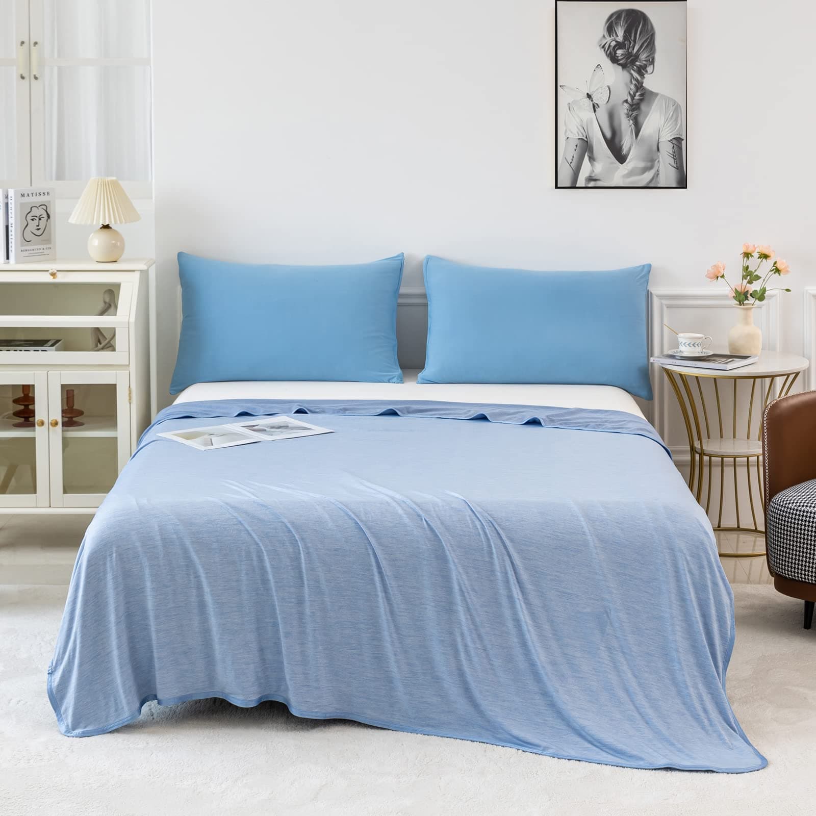 MUKKA Cooling Blanket Twin Size(60''×80'') for Hot Sleeper in Summer Keep Body Cool on Warm Nights Blanket for Adults, Children, and Babies, Japanese Q-Max 0.4 (Blue)