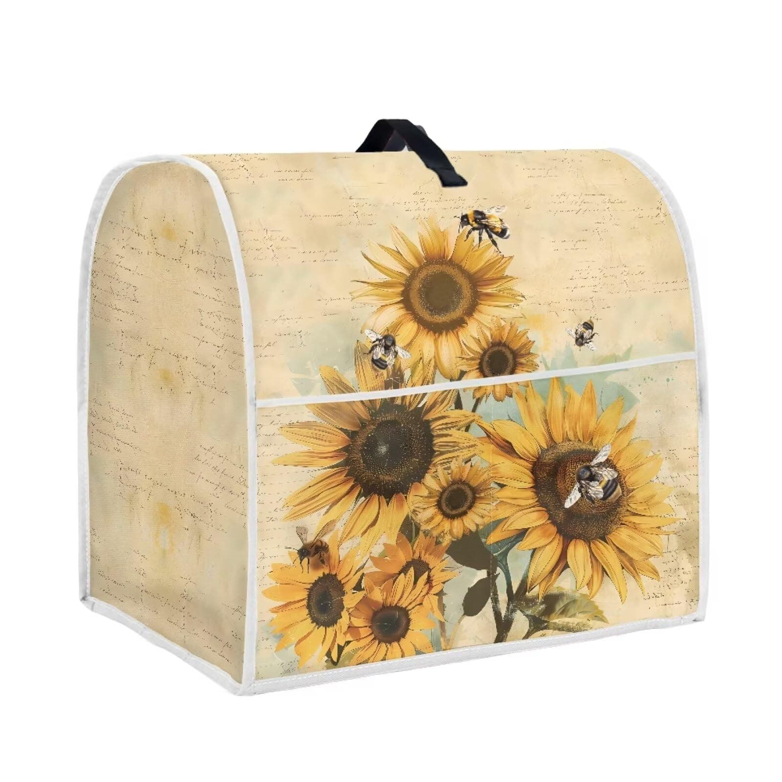 Goronwyfloyd Vintage Bee and Sunflowers Mixer Cover with Top Handle and Side Pocket Kitchen Aid Small Appliance Accessories Woman Kitchen Aid Mixer Accessories, for 4.5-5 Quart Mixer