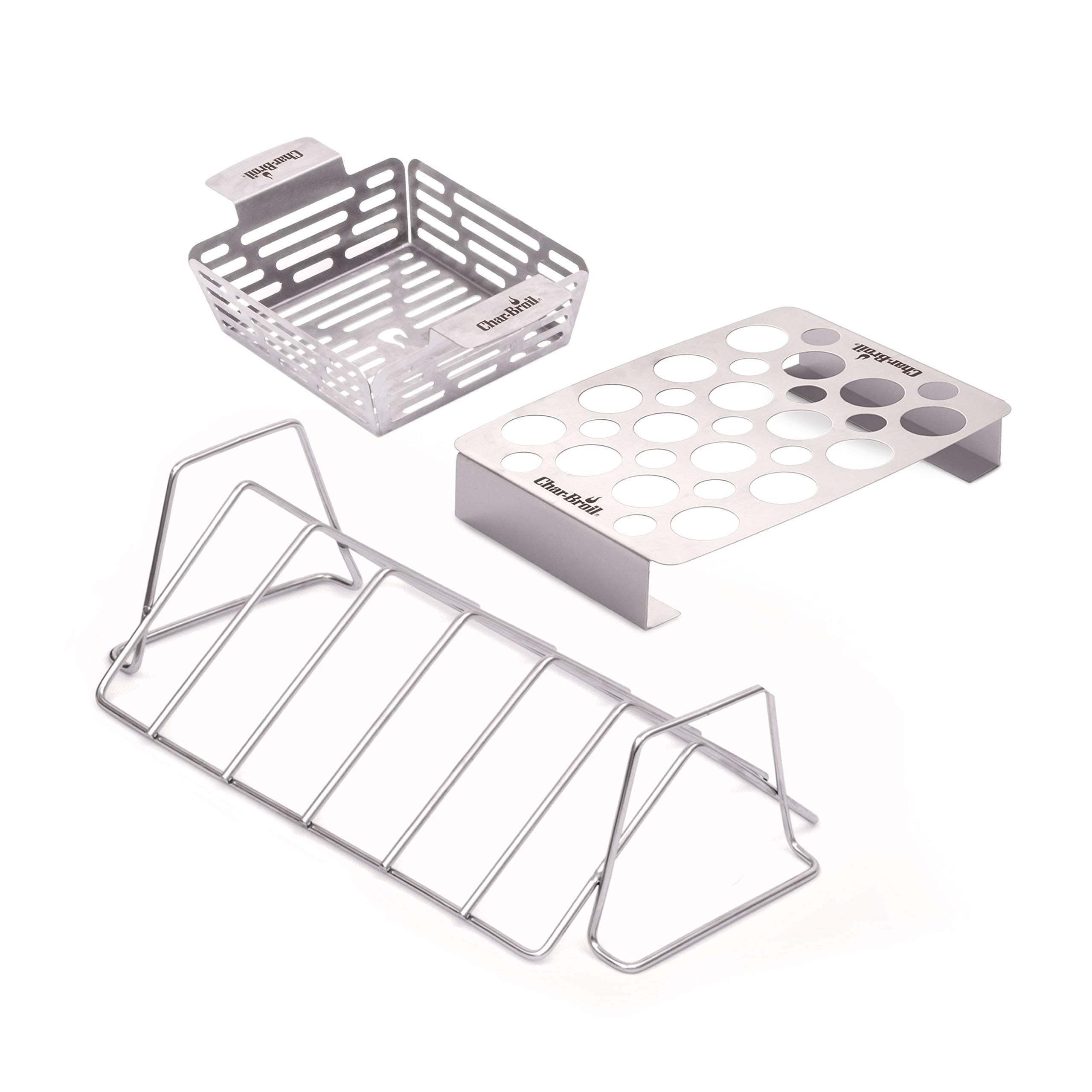 Char-Broil 6916467W06 Grill+ Rib & Roast Rack Combo Kit, Silver