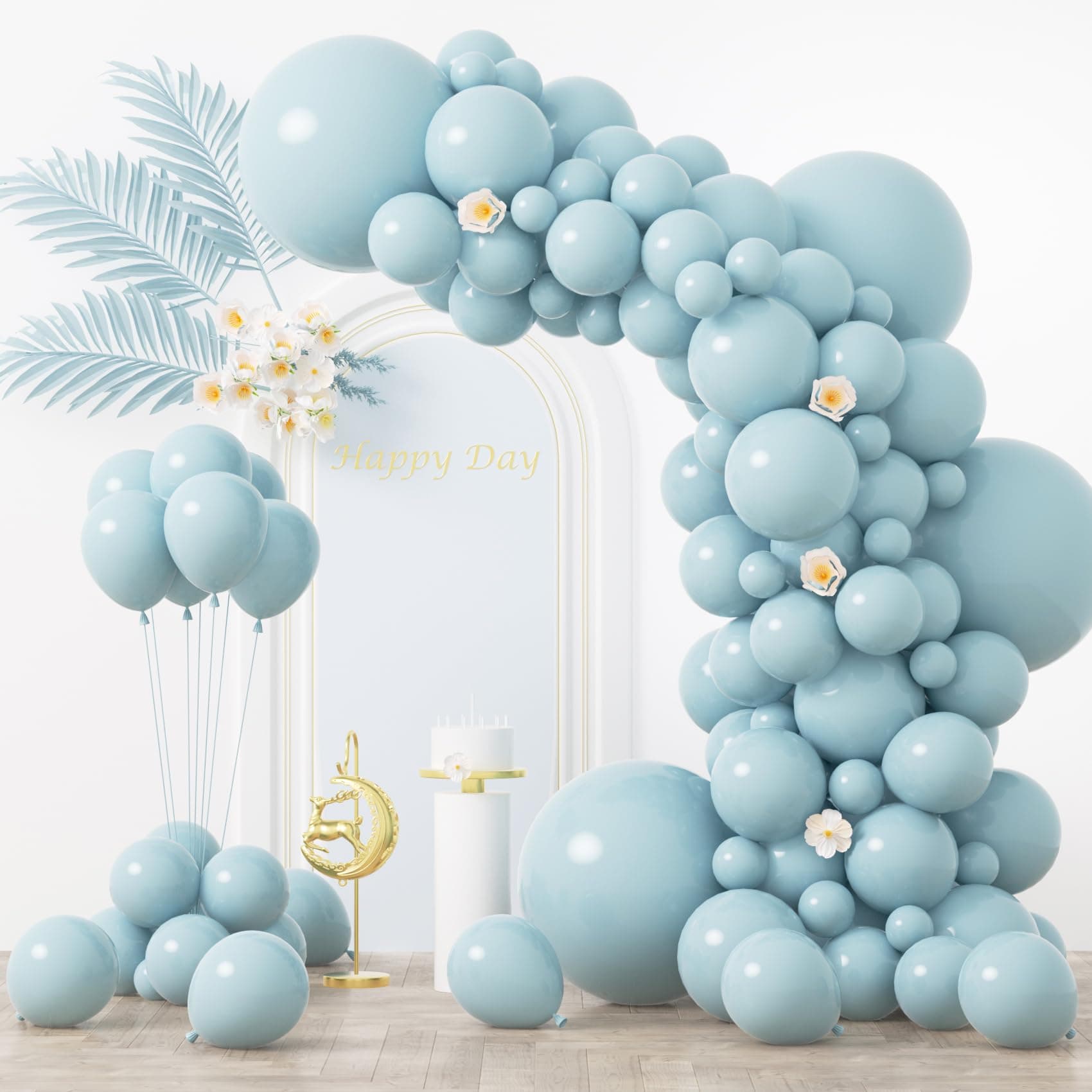 Voircoloria 130pcs Pale Aqua Balloons Garland Arch Kit, 18 12 10 5 Inch