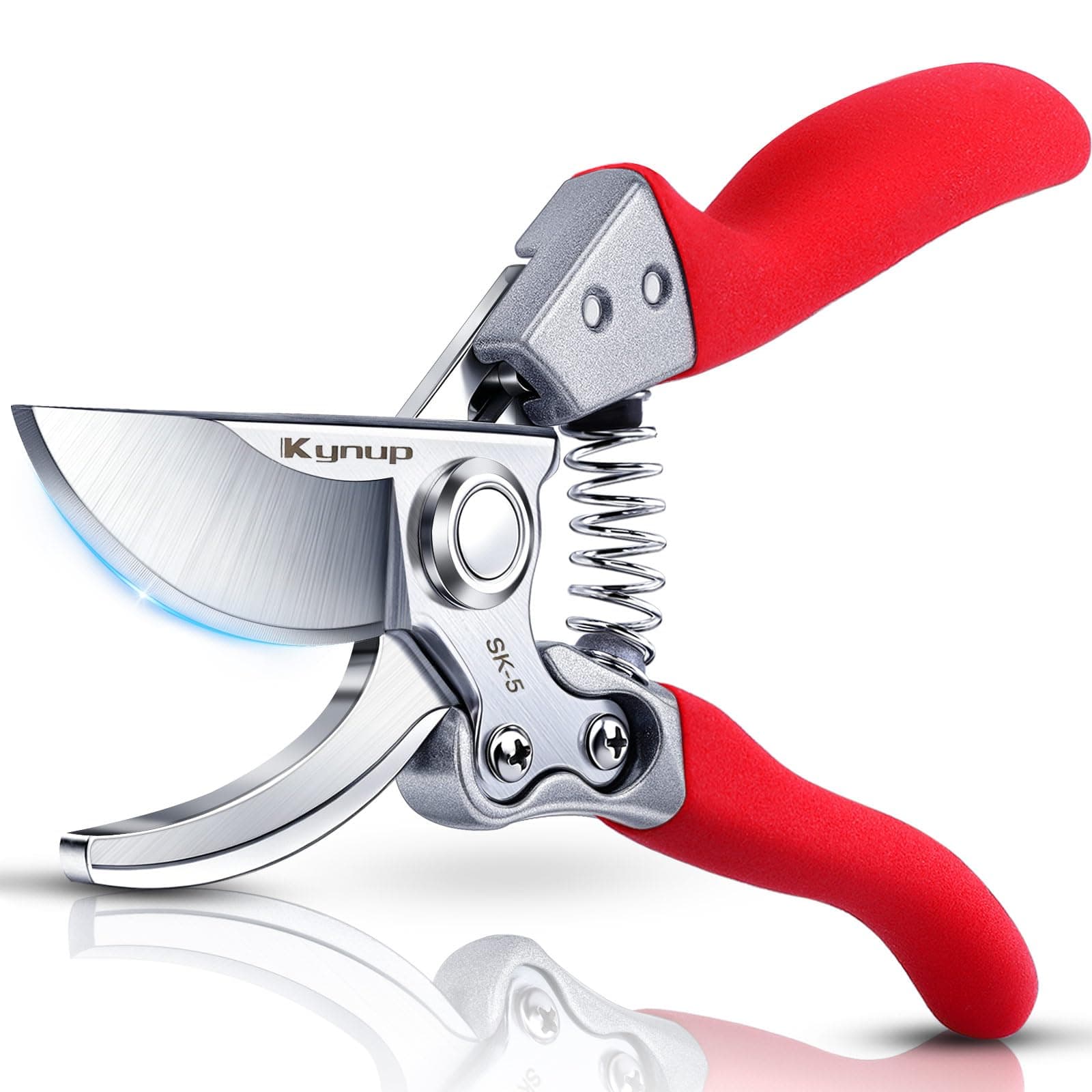 Kynup Pruning Shears, Gardening Tools, Garden Shears, Heavy Duty, Up to 1 Inch Cut Capacity, Soft Grip Handle, Garden Pruning Scissor for Branches Flowers Plants Fruits Vegetables(Red)