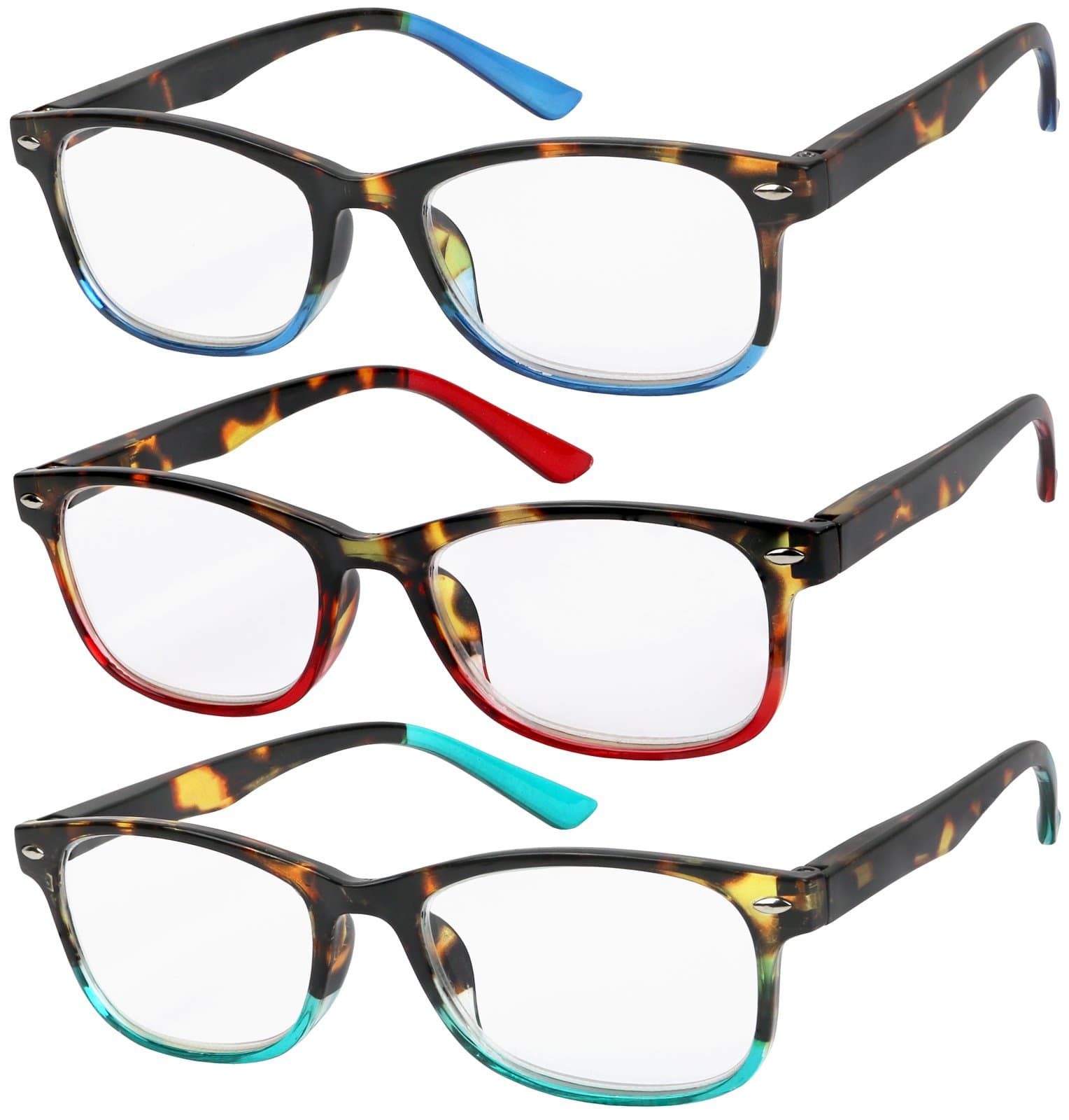 Reading Glasses Set of 3 Great Value Spring Hinge Readers Men and Women Glasses for Reading +1.75