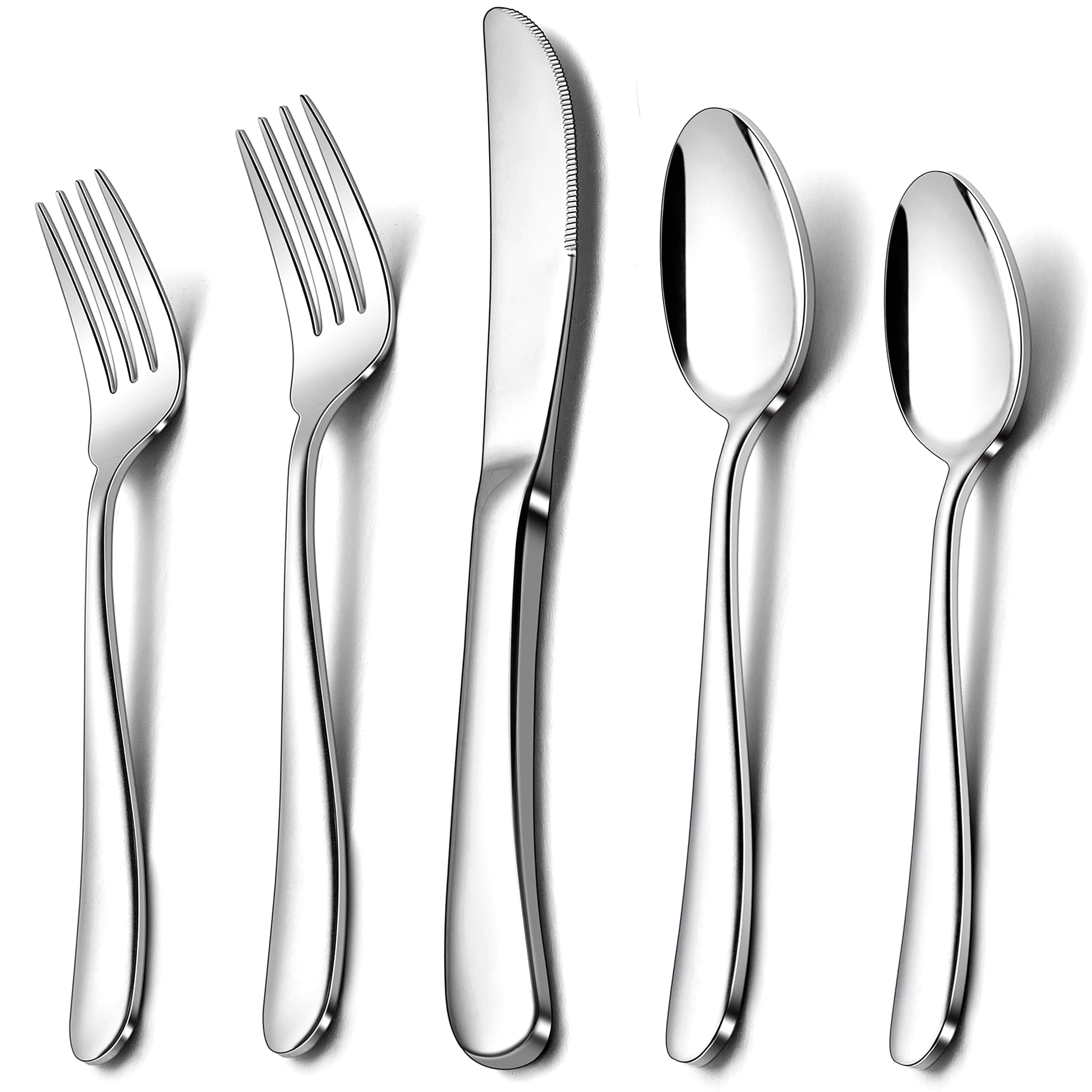 Herogo Heavy Duty Stainless Steel Silverware Set, 30-Piece Heavy Weight Modern Flatware Cutlery Set for 6, Fancy Tableware Eating Utensils for Home Wedding, Dishwasher Safe, Mirror Finished