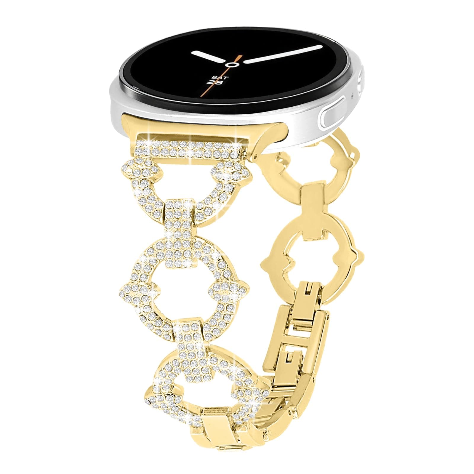 Alociaga Bling Metal Band, Compatible for Samsung Galaxy Watch 8 40mm 44mm, Diamond O-Shaped Stylish Worn Daily Women Adjustable Strap for Galaxy Smartwatch