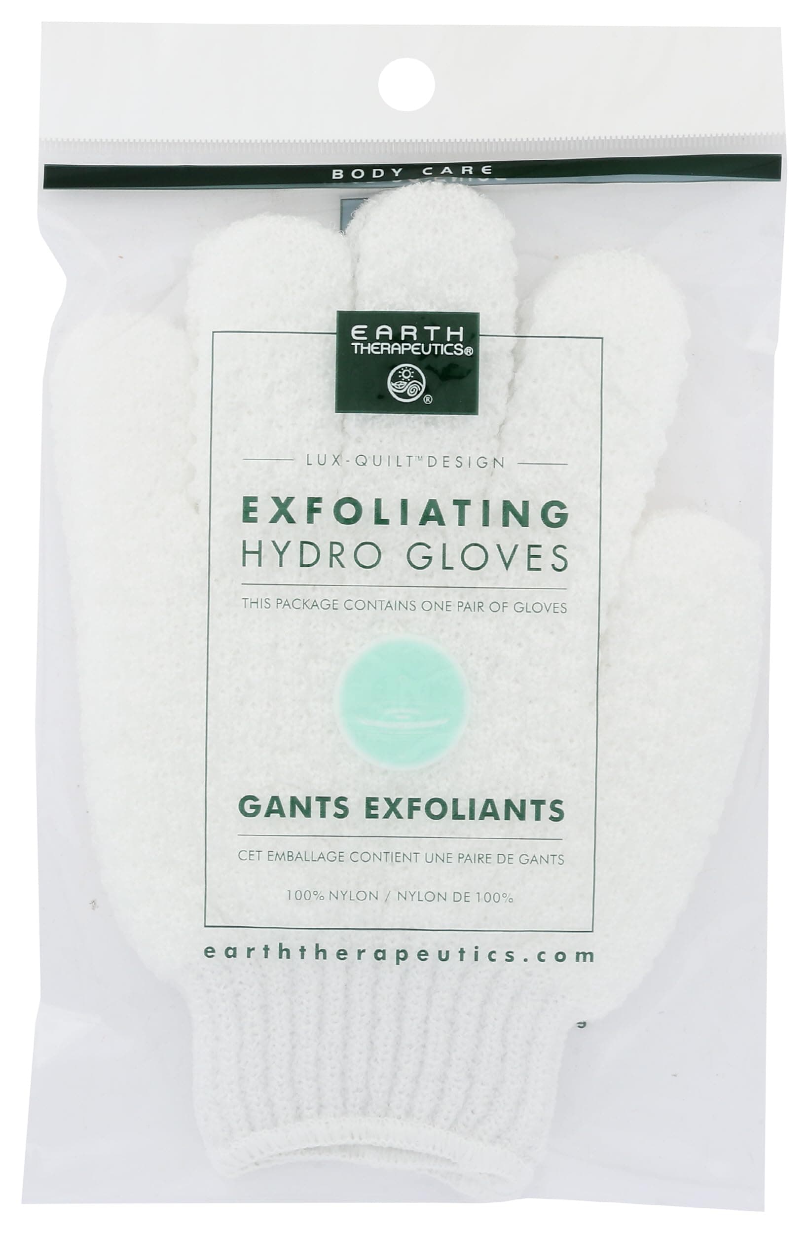 Earth Therapeutics Hydro Exfoliating Gloves, White, 1 Pair
