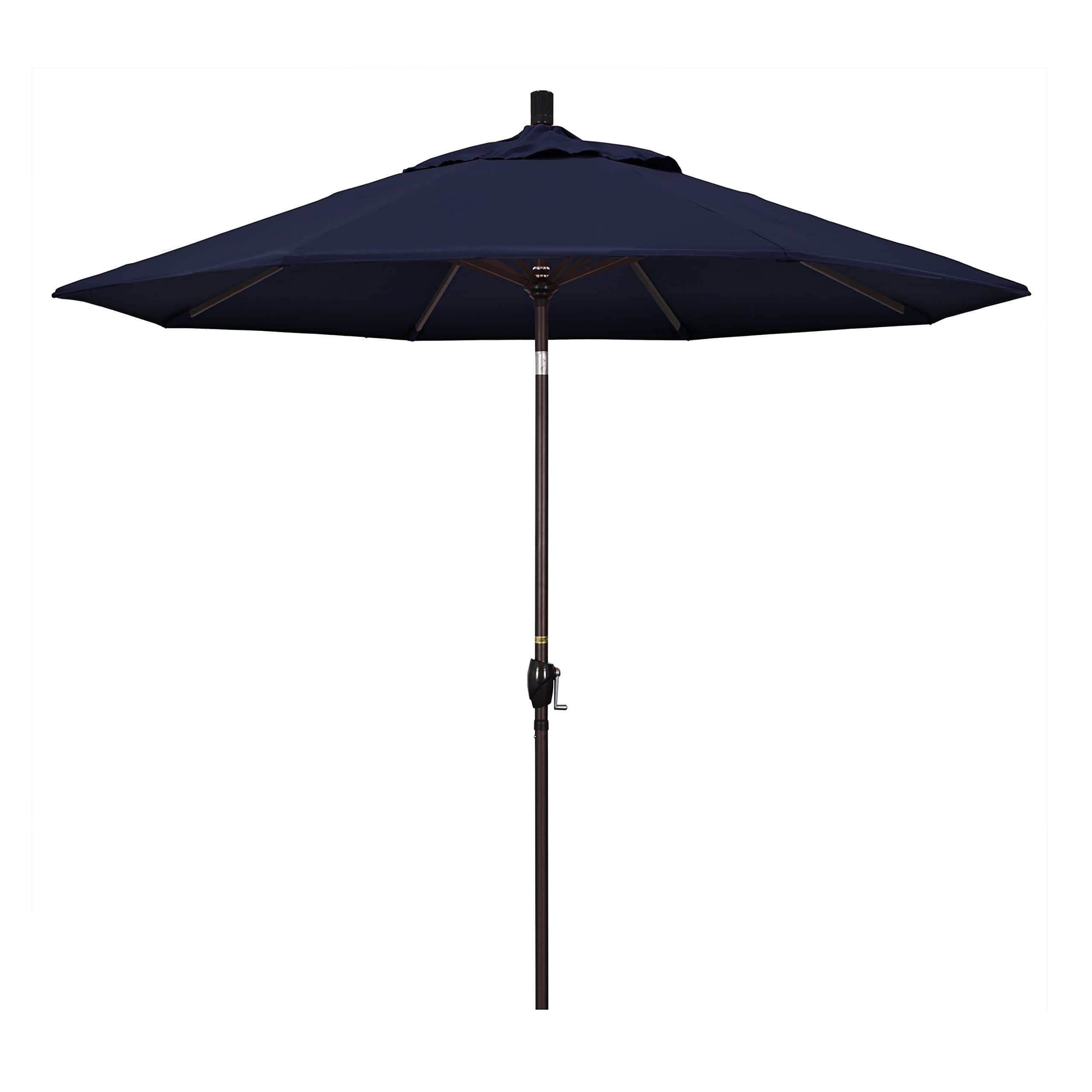 California Umbrella GSPT908117-SA39 9' Round Market Umbrella, Crank Lift, Push Button Tilt, Pacifica Navy Blue