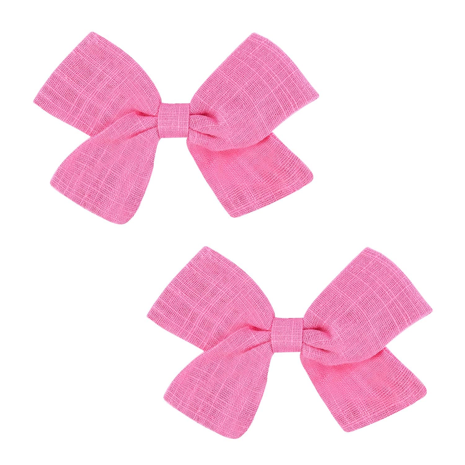 Delicate 2-Pack Baby Girl Hair Clips: Fully Lined Non-Slip Barrettes for Fine Infant Hair,Adorable Bows for Toddlers and Kids in Hot Pink
