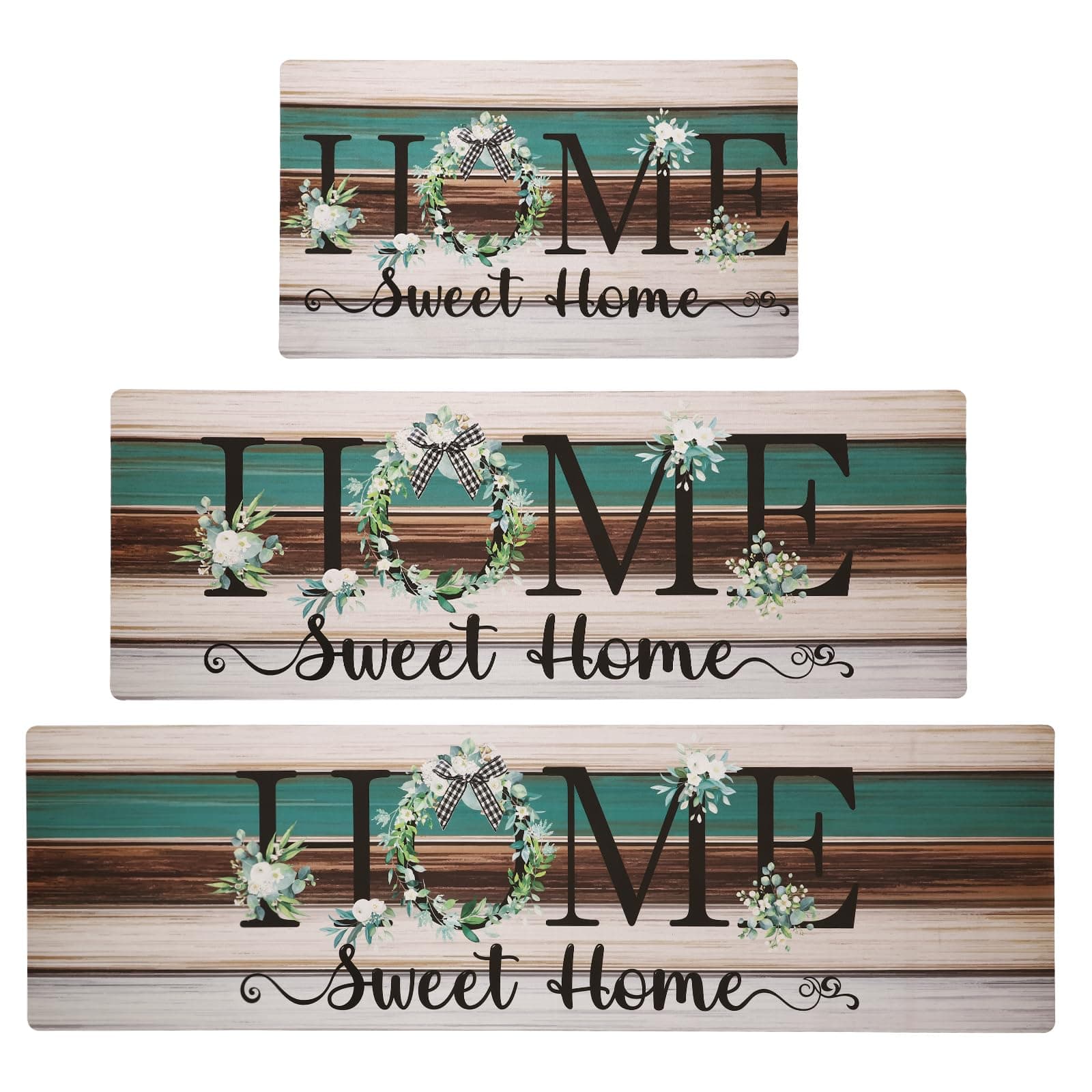 XLHOMO Home Kitchen Runner Rugs of 3, Non Slip Cushioned Kitchen Mats for Floor Waterproof Comfort Rug and Mat Farmhouse Chef Mats Floor Carpet for Sink,Laundry Room