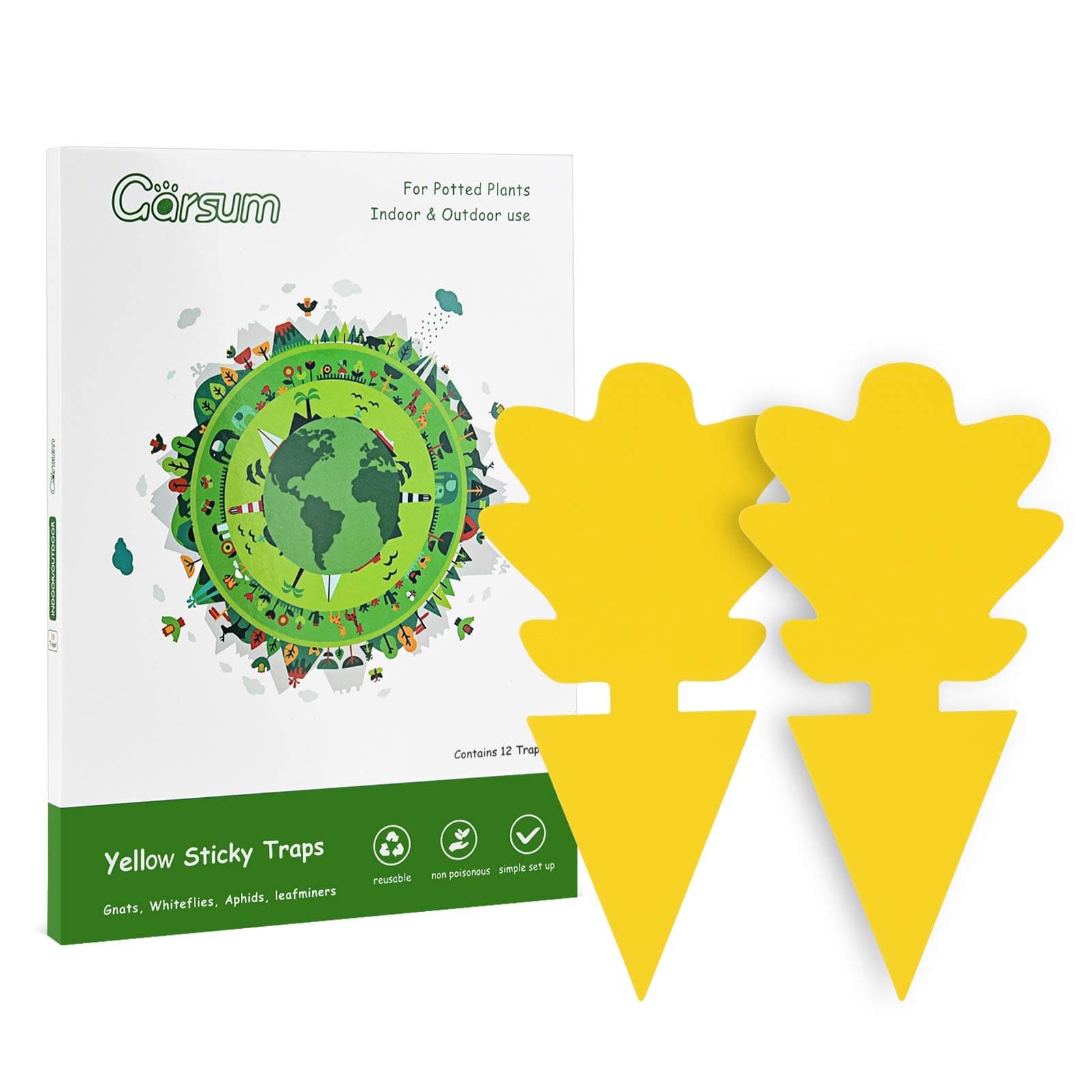 Garsum Fruit Fly Trap Yellow Sticky Fungus Gnat Killer for Indoor and Outdoor Plant Insect Catcher for White Flies,Mosquitos,Fungus Gnats,Flying Insects,18 pcs