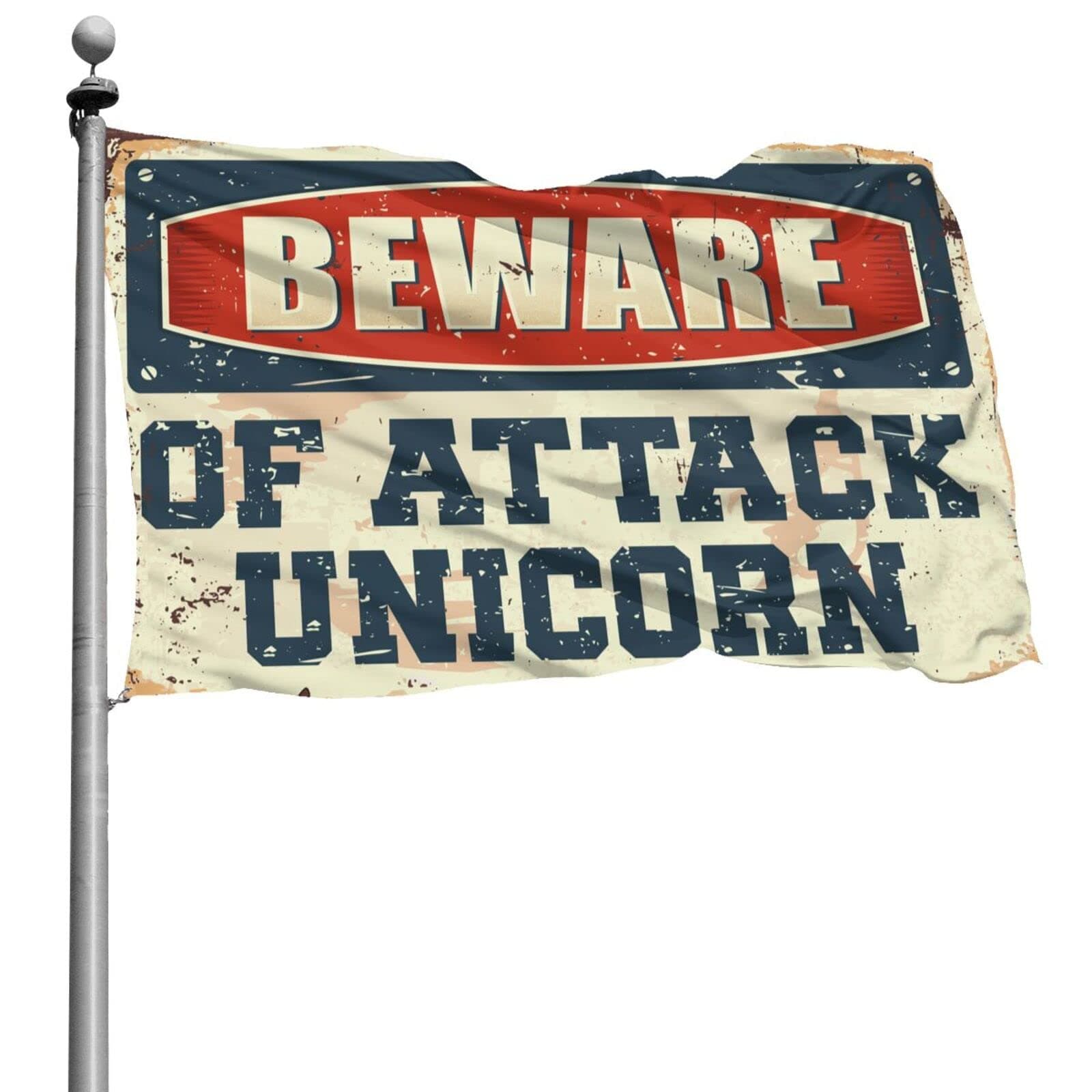 Abipuir Cool Flag Beware of Attack Unicorn Flag Flags For Girls Dorm Room (Size : 120X180CM)