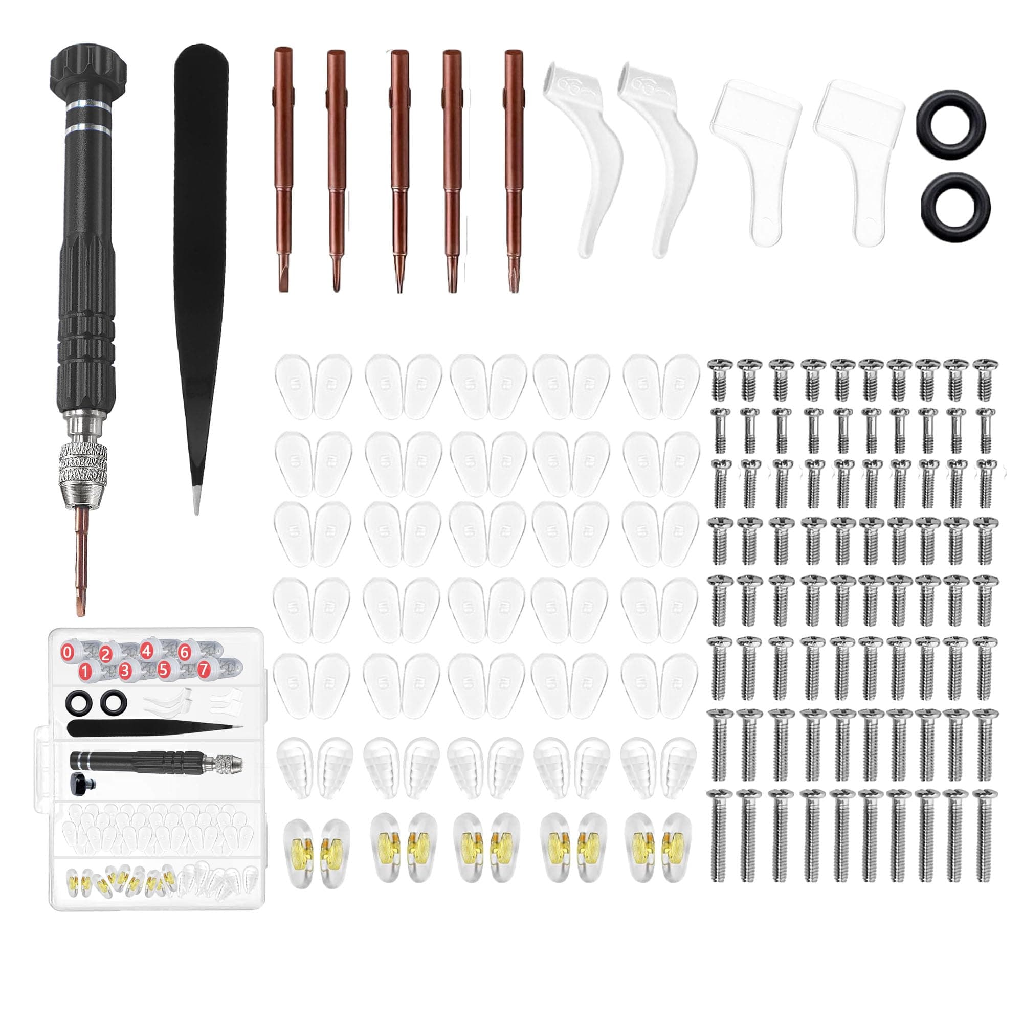KJSHENDI Magnetic Eyeglass Repair Kit: Screws & Nose Pad Replacement/Professional Screwdriver Set/Anti-Slip Silicone Ear Hooks for Men Women Travel