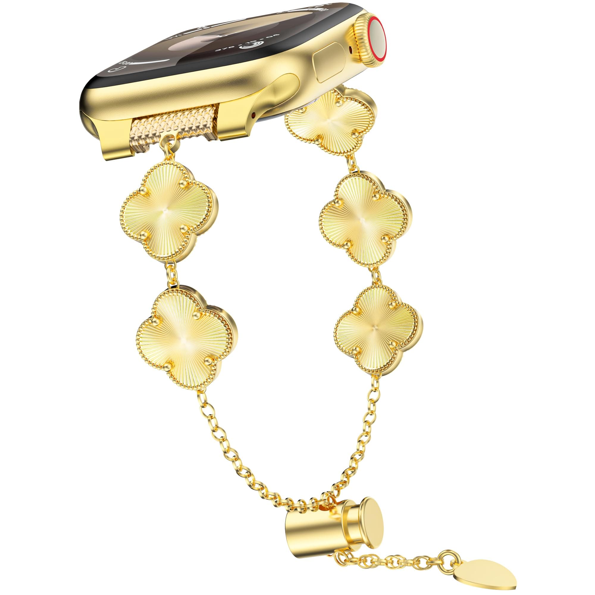 YMHML Lucky Clover Band Compatible for Apple Watch Bands for Women 46mm 49mm 45mm 44mm 42mm, Adjustable Bracelet, Dressy Jewelry Metal Straps for iWatch Series 10 9 8 7 6 5 4 3 SE Ultra, Gold