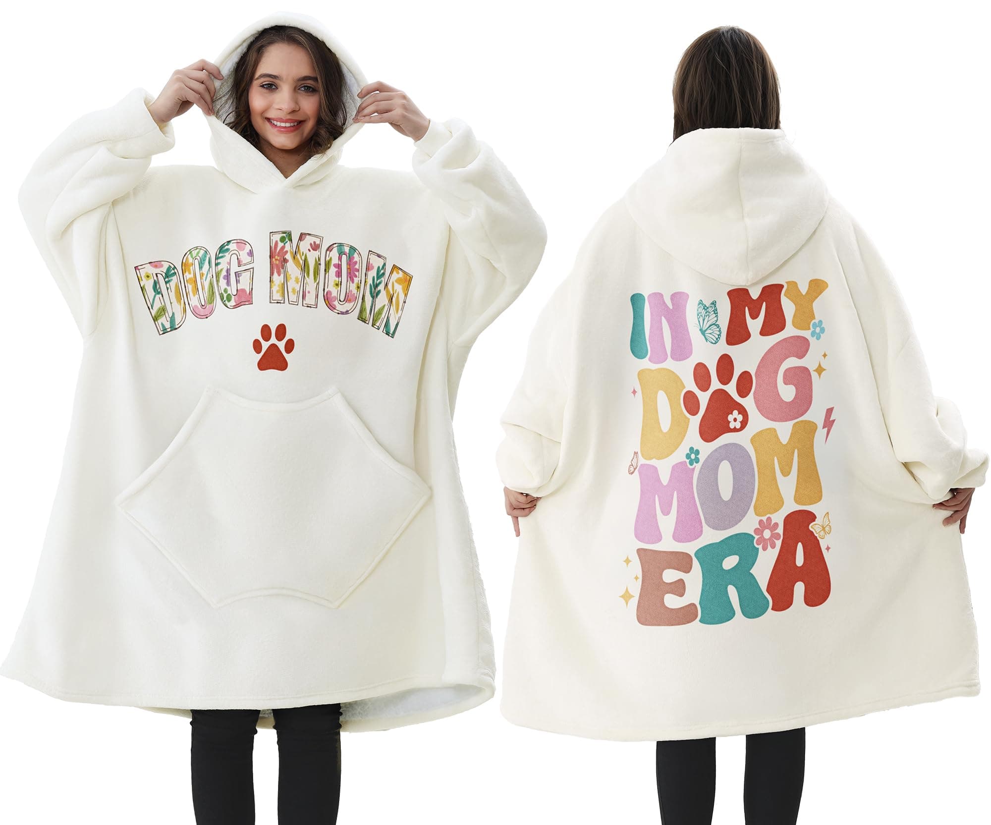 Dog Mom Gifts for Women, Mothers Day Gift for Dog Lover Puppy Gifts for Dog Mom Wearable Blanket Hoodie Birthday Gift for New Puppy Owner Best Dog Mom Gift Oversized Sherpa Fleece Blanket Sweatshirt