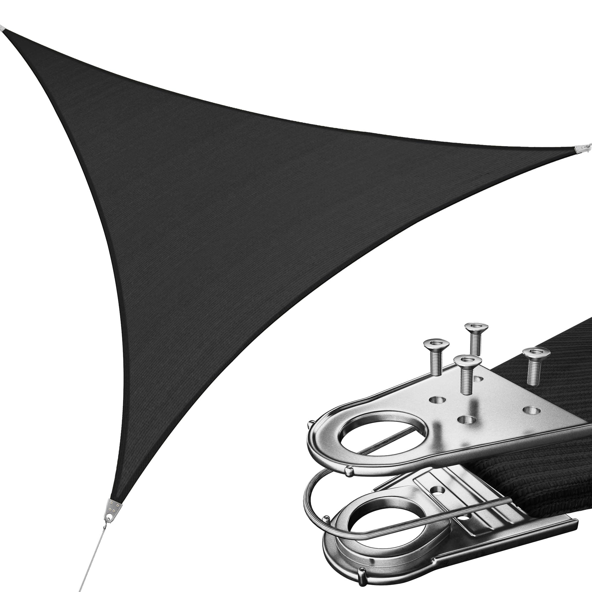 Royal Shade 12' x 12' x 12' Black Triangle Sun Shade Sail Canopy Structure, Super Durable Heavy Duty, Reinforced Corners, Edges & 260 GSM Permeable Fabric - 5 Years Warranty
