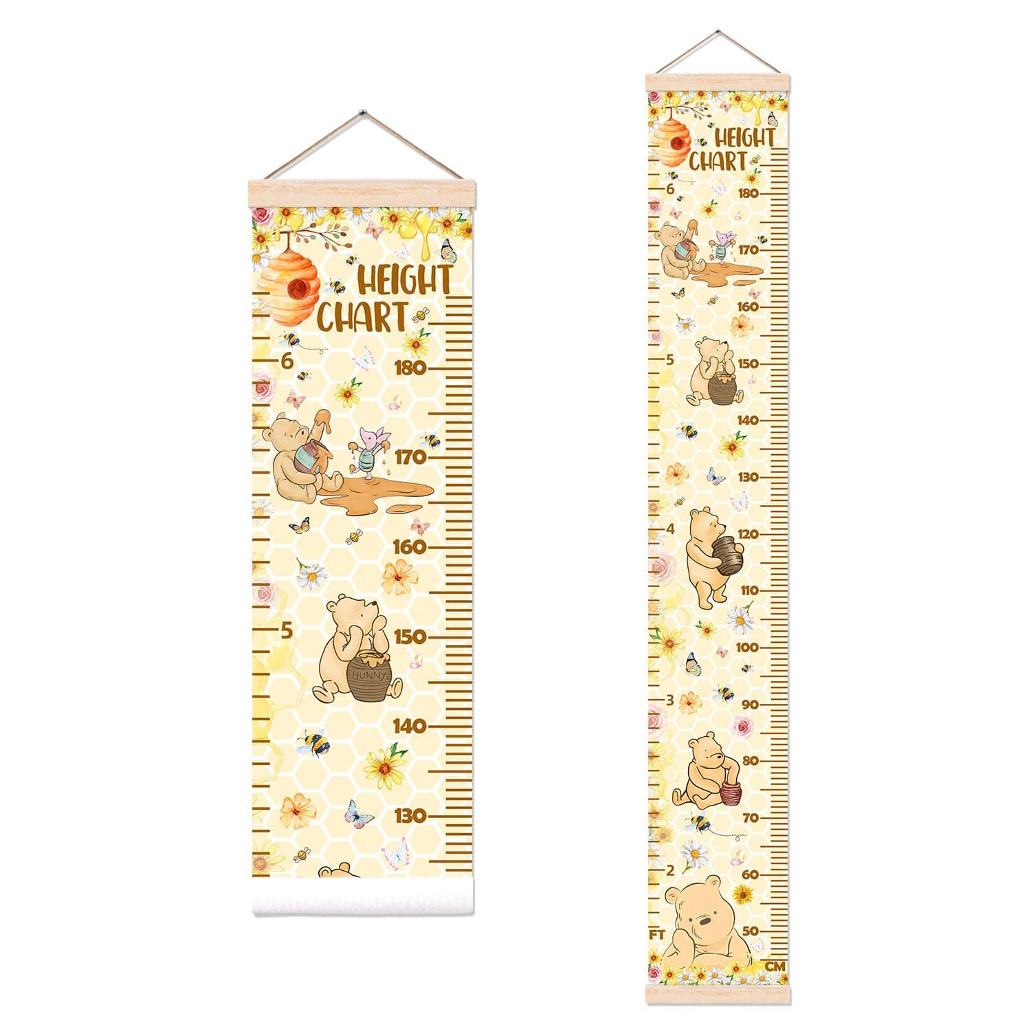 Winnie Height Chart for Wall Decor, the Pooh Decor Height Chart for Boys or Girls, Honey Themed Height Measurement for Toddler Wall Hanging, Perfect for Bedroom Nursery Decor Height Wall Chart