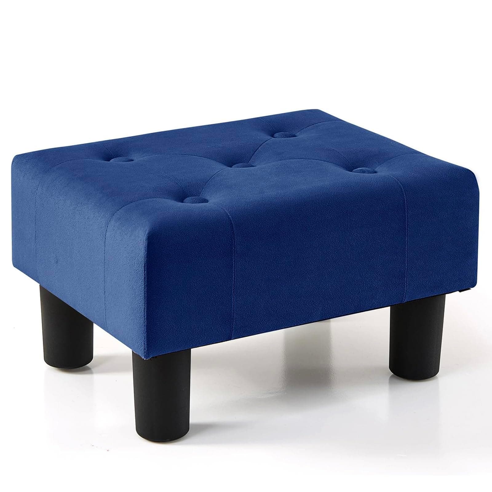 Poofzy Small Foot Stool Ottoman, Velvet Ottoman Foot Rest with Legs, Rectangle Foot Rest for Couch, Footstools and Ottomans Small for Living Room and Entryway (Navy Blue)