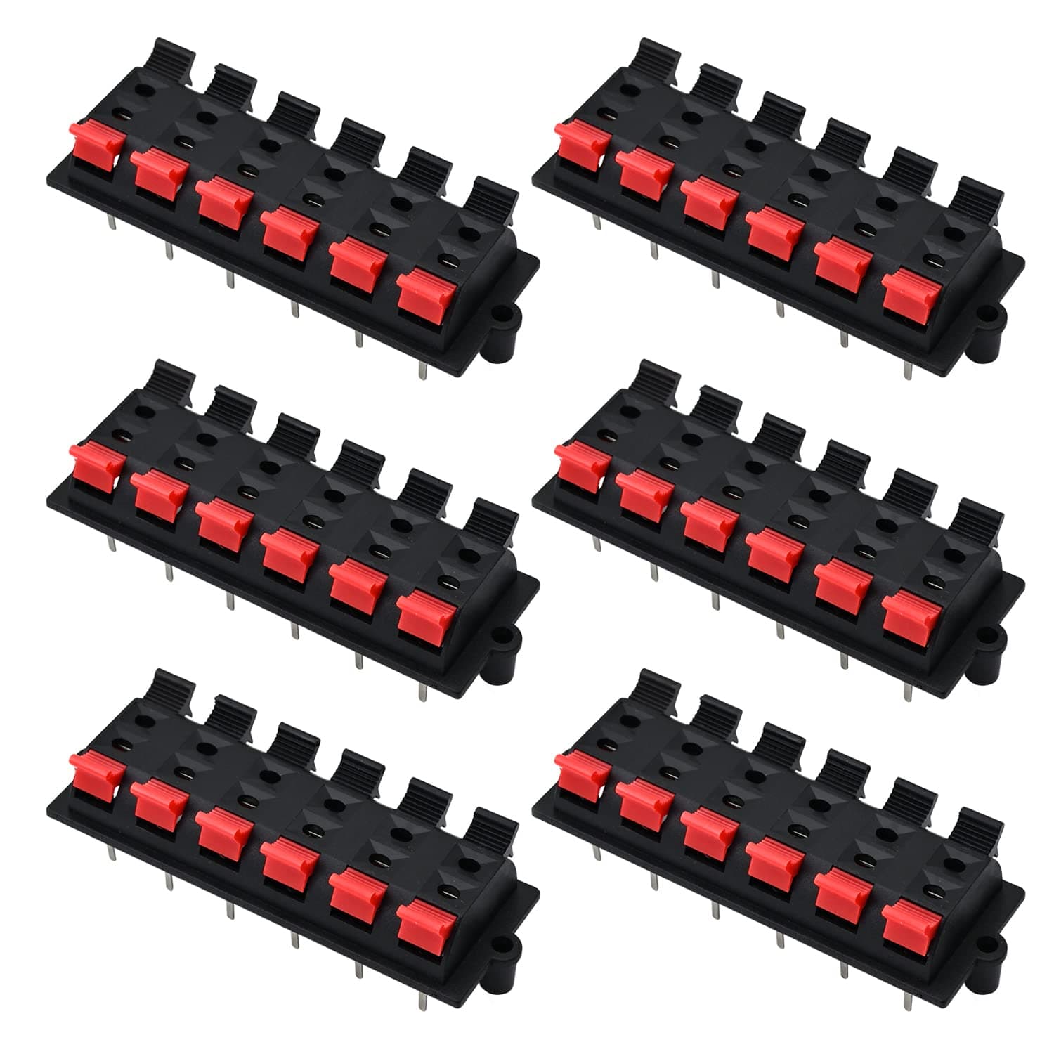 Heyiarbeit 12 Way Stereo Speaker Terminal Connectors Terminal Strip Block 100V Spring Clips Jointing Clamp Test Clip Push Release Connector 12 PCS